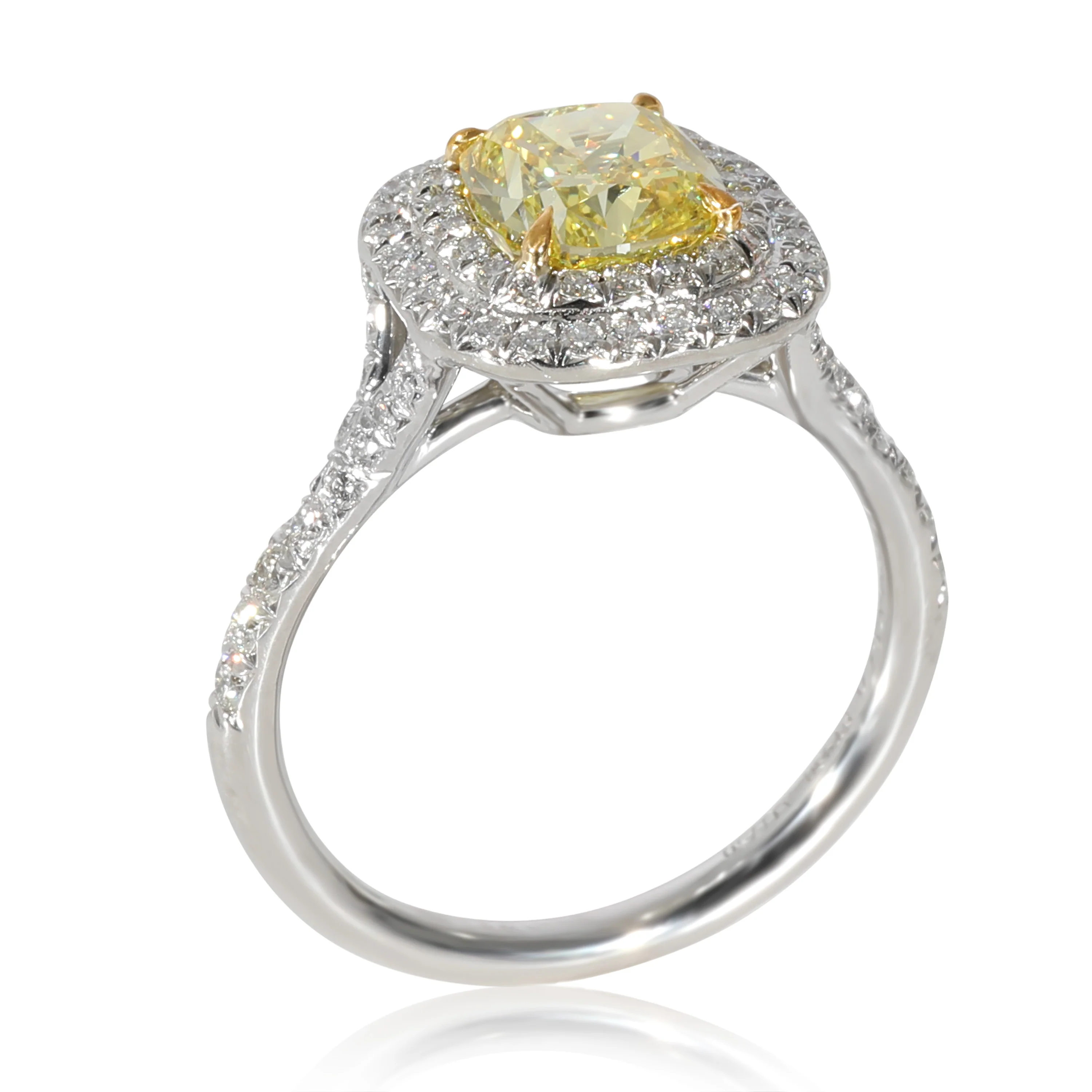 Soleste Yellow Diamond Engagement Ring in 18k Gold & Platinum 1.98 - Image 3