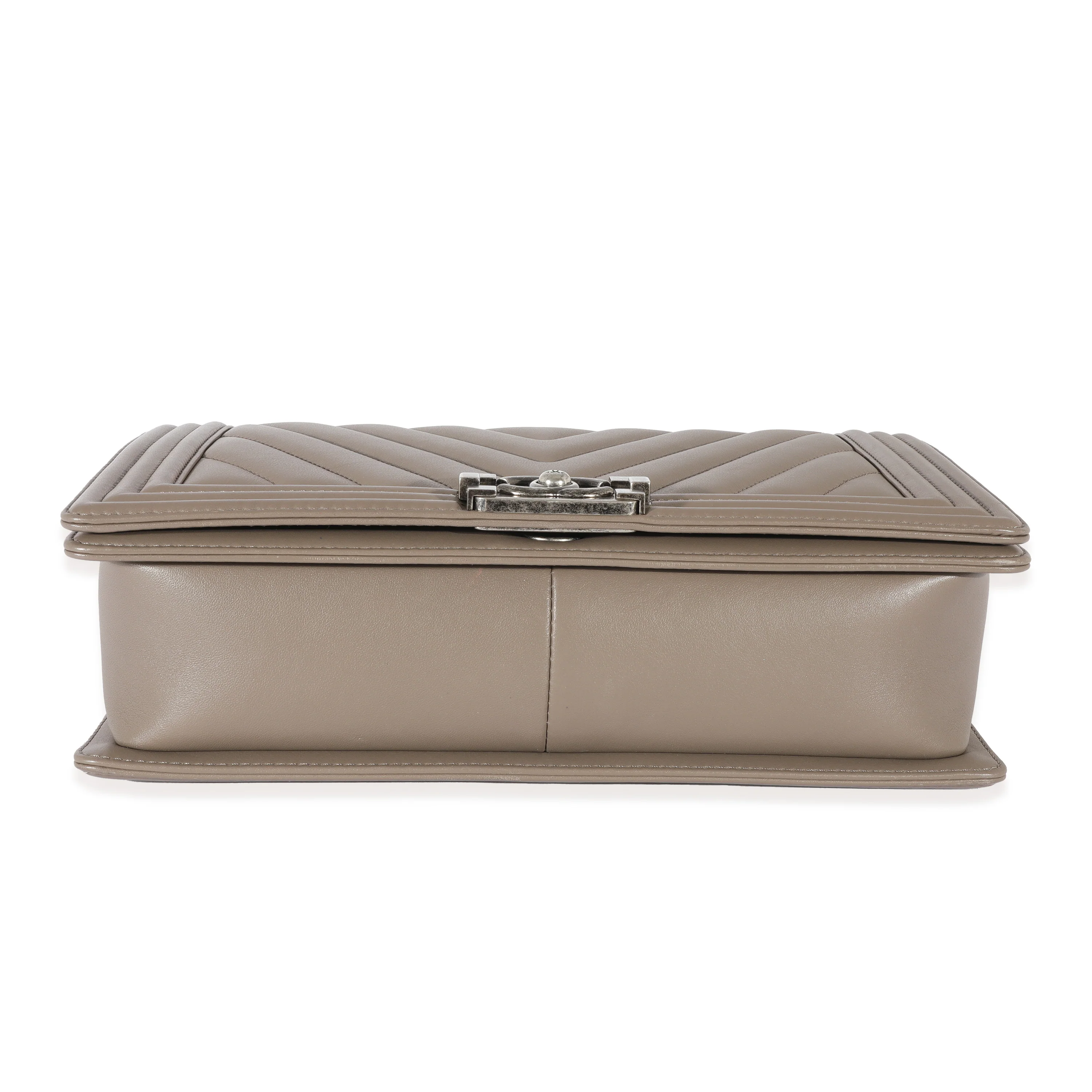 Chanel Lambskin Grey Chevron New Medium Boy Bag - Image 5
