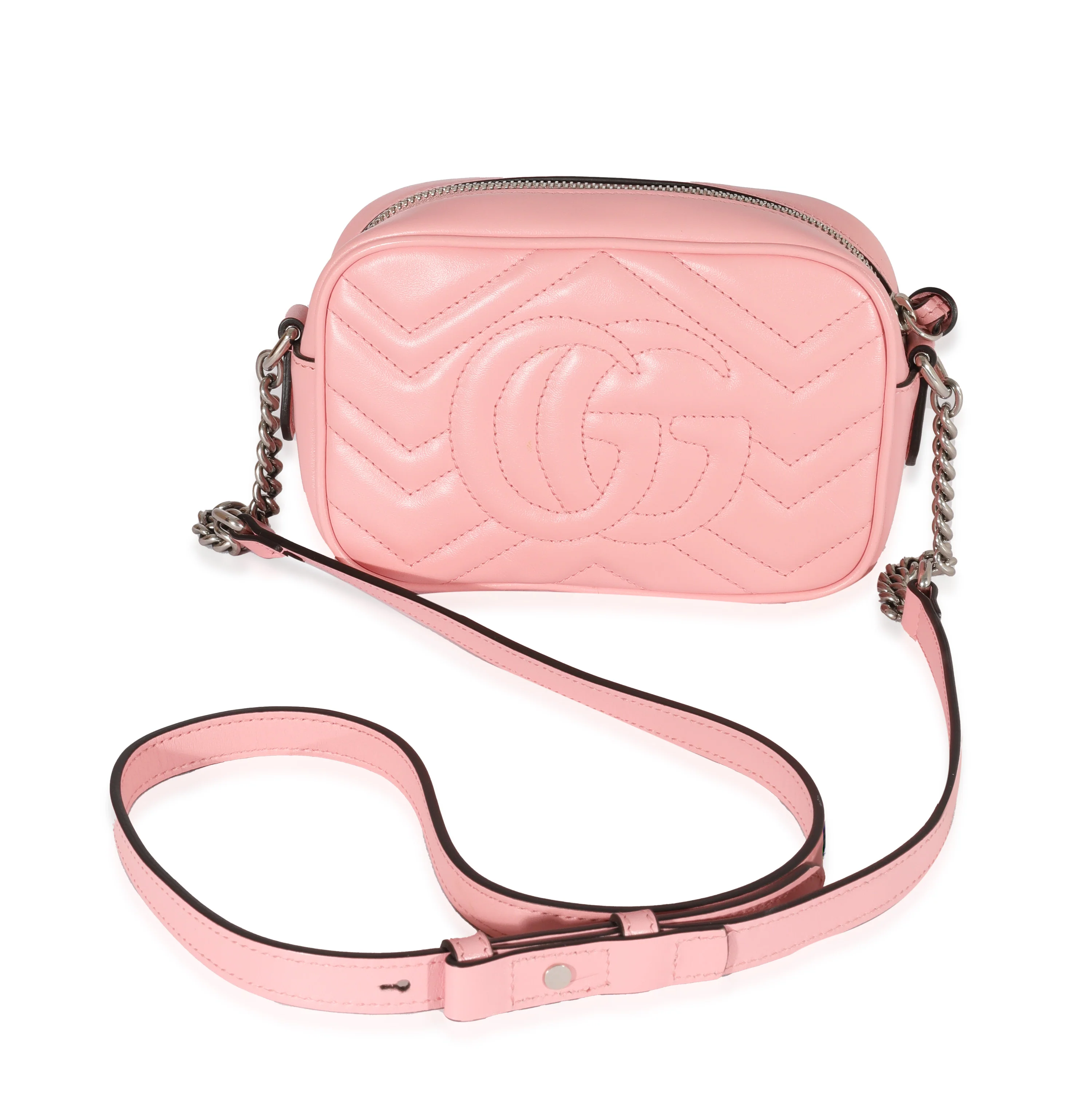 Gucci Pink Leather Mini GG Marmont Bag - Image 3