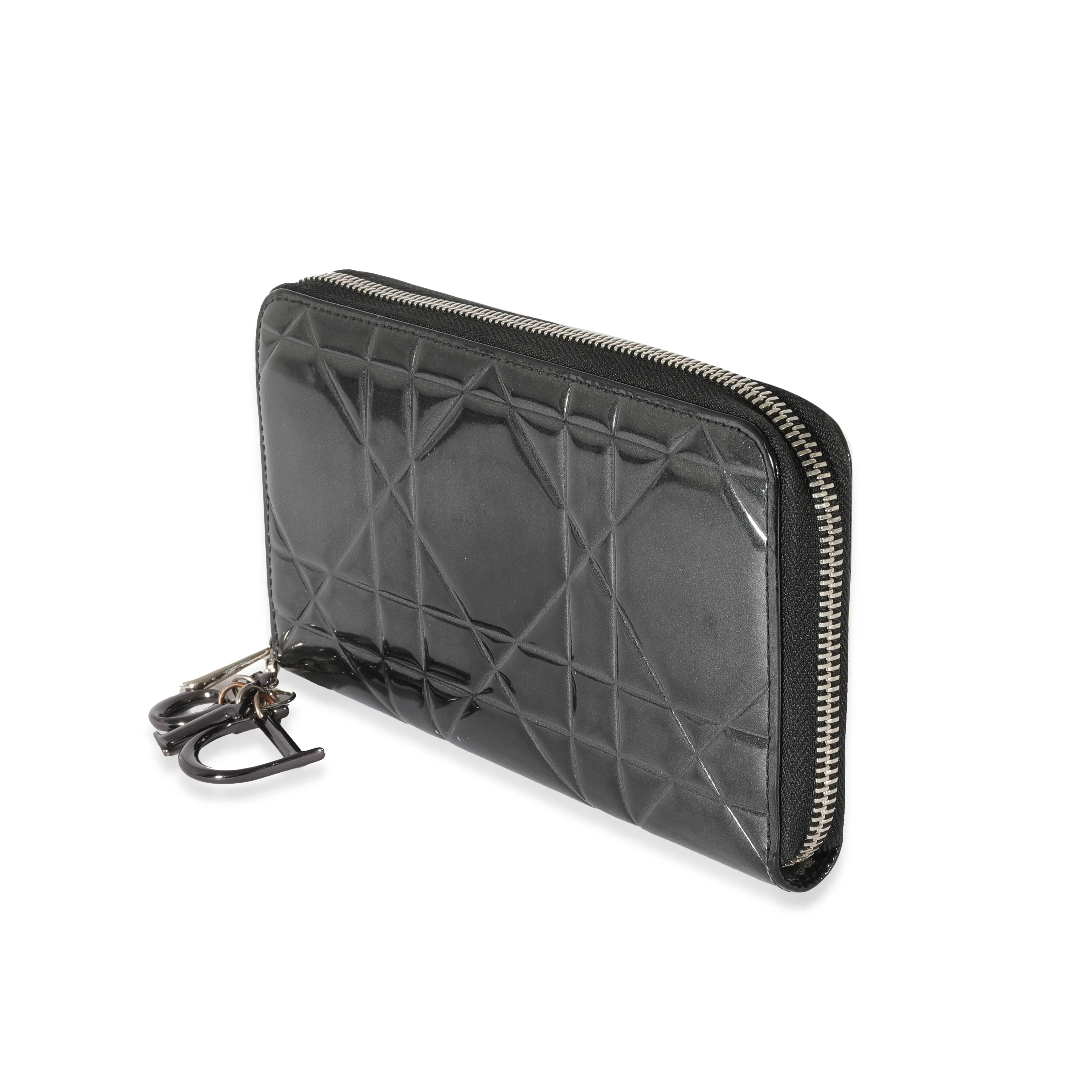 Christian Dior Black Patent Large Cannage Continental Wallet - Image 2