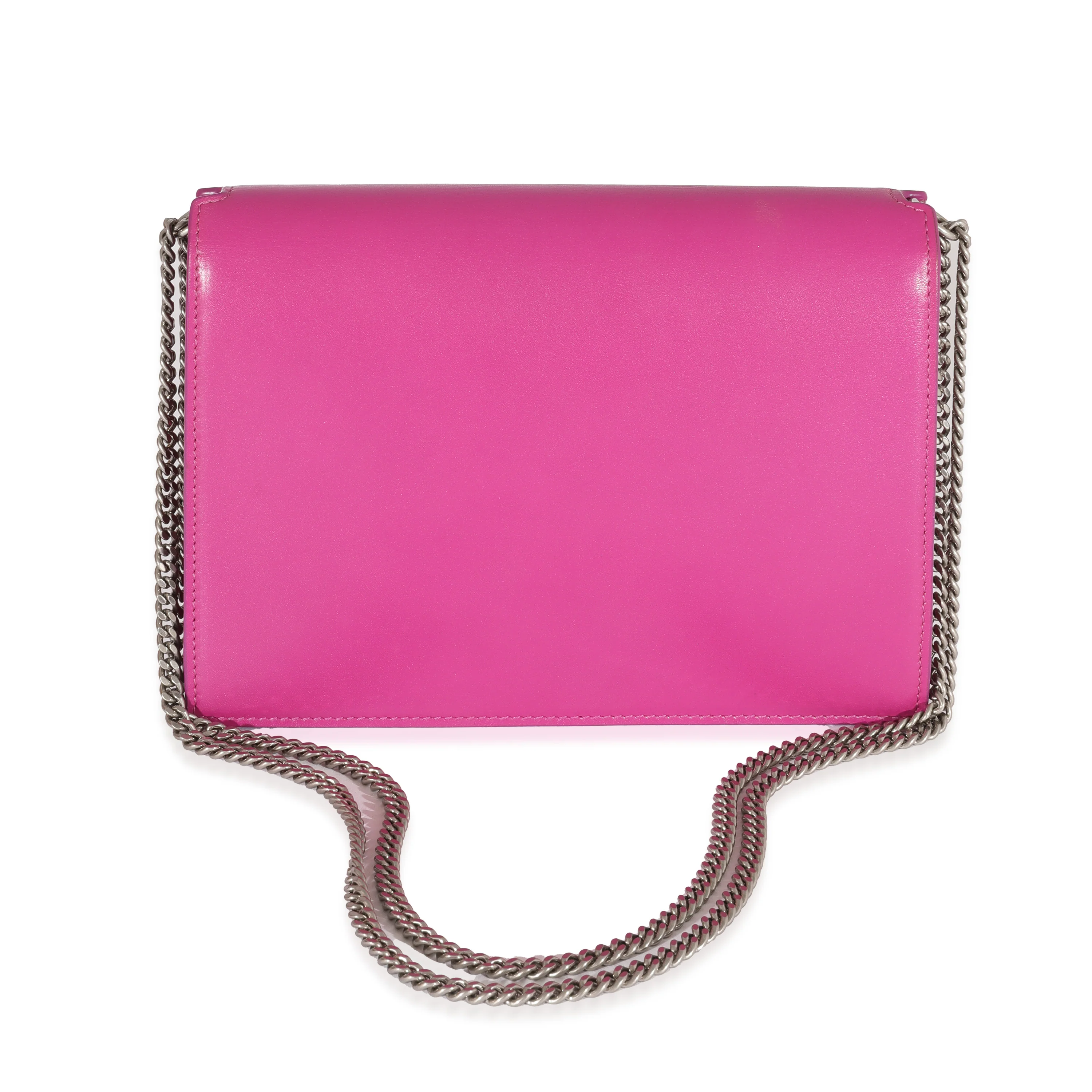 Saint Laurent Fuchsia Calfskin Cassandra Monogram Chain Bag - Image 3