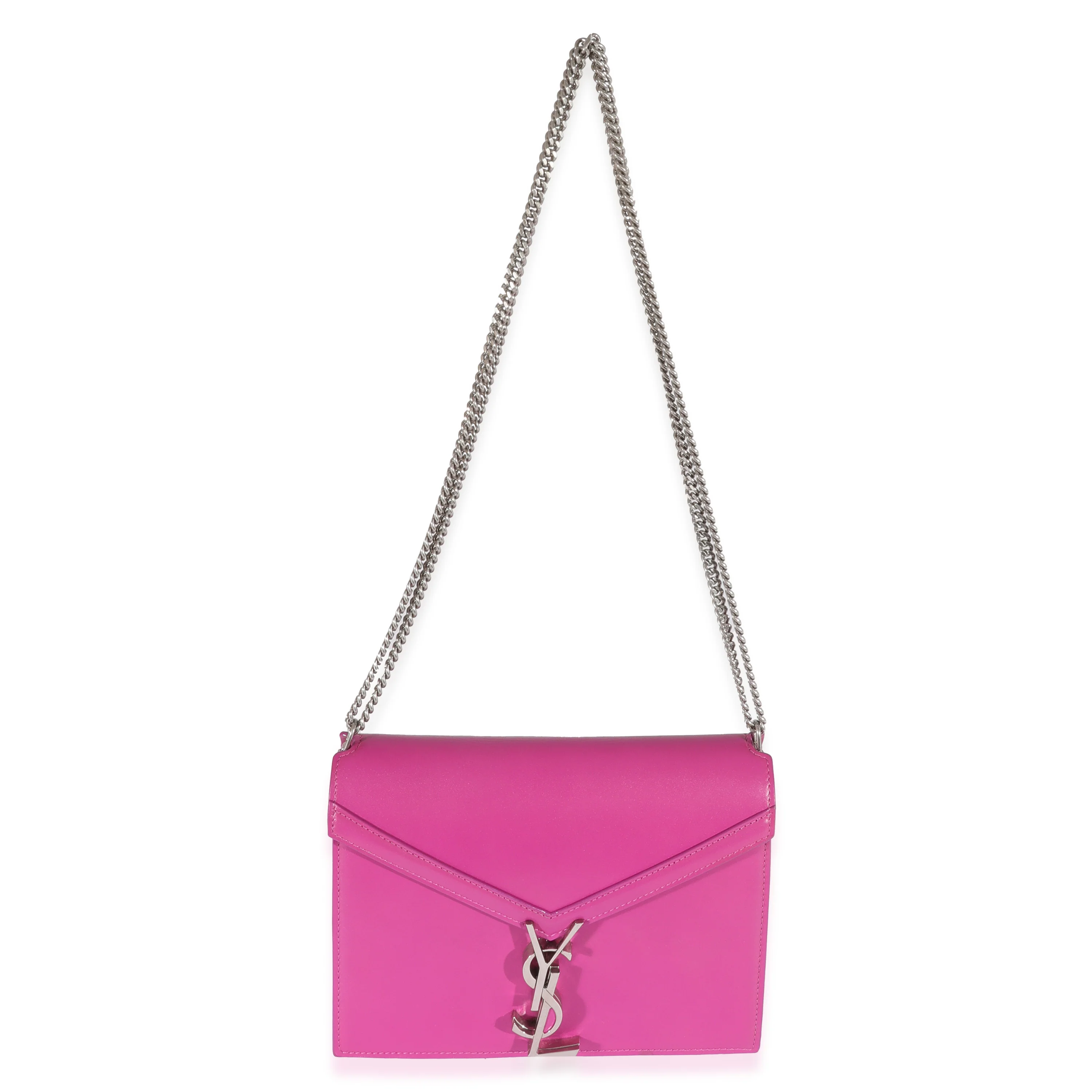 Saint Laurent Fuchsia Calfskin Cassandra Monogram Chain Bag - Image 4