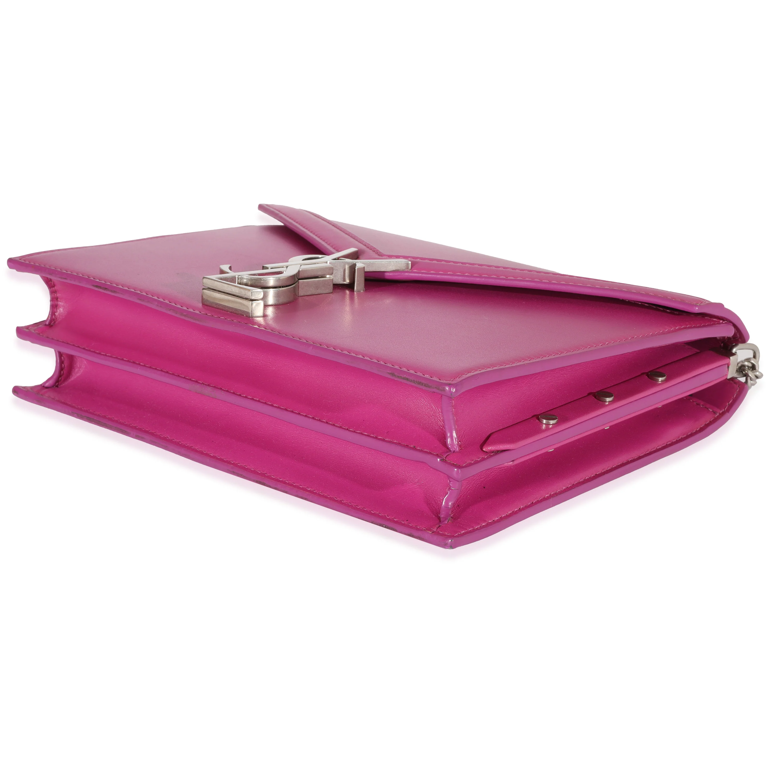 Saint Laurent Fuchsia Calfskin Cassandra Monogram Chain Bag - Image 7