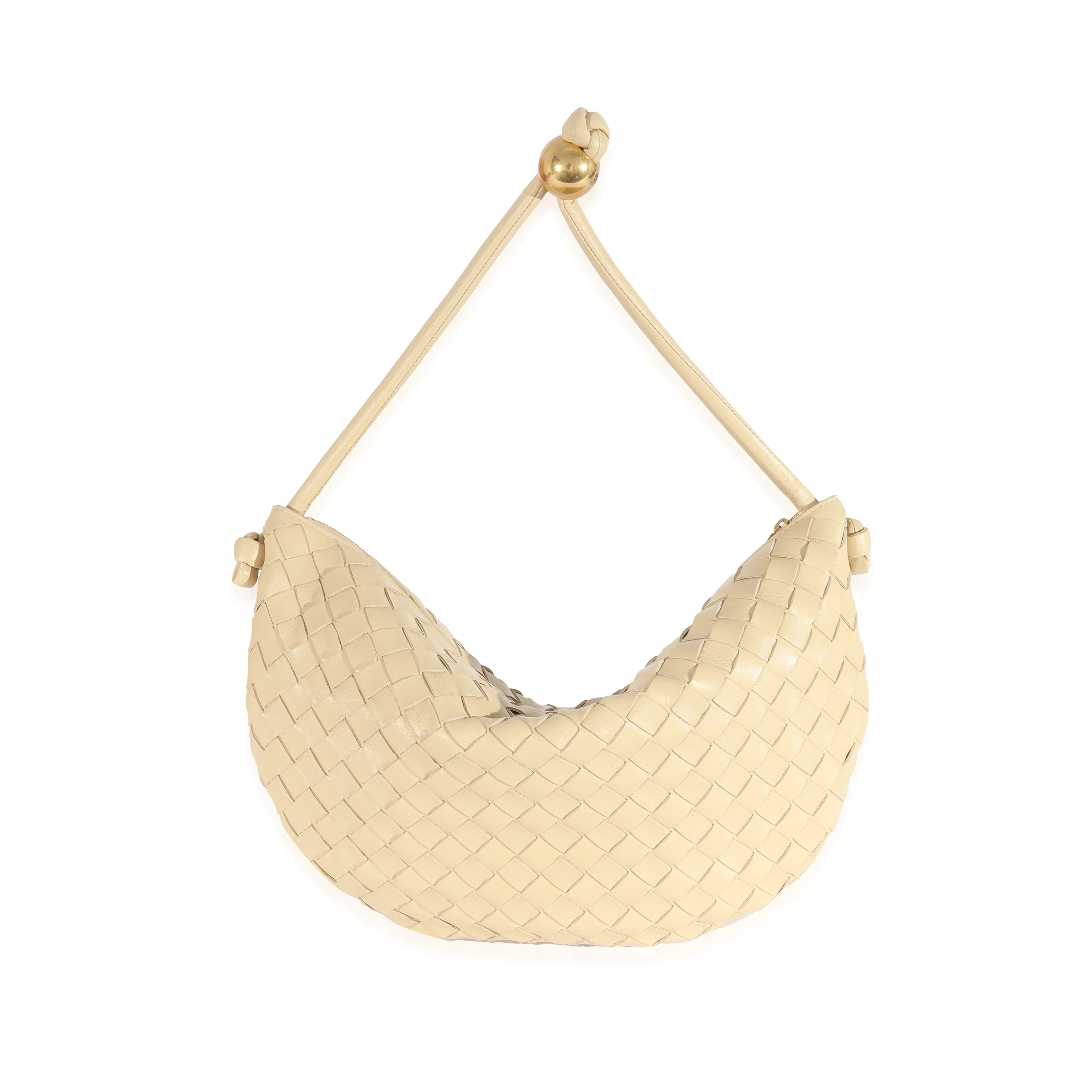 Bottega Veneta Beige Intrecciato Half Moon Bag - Image 3