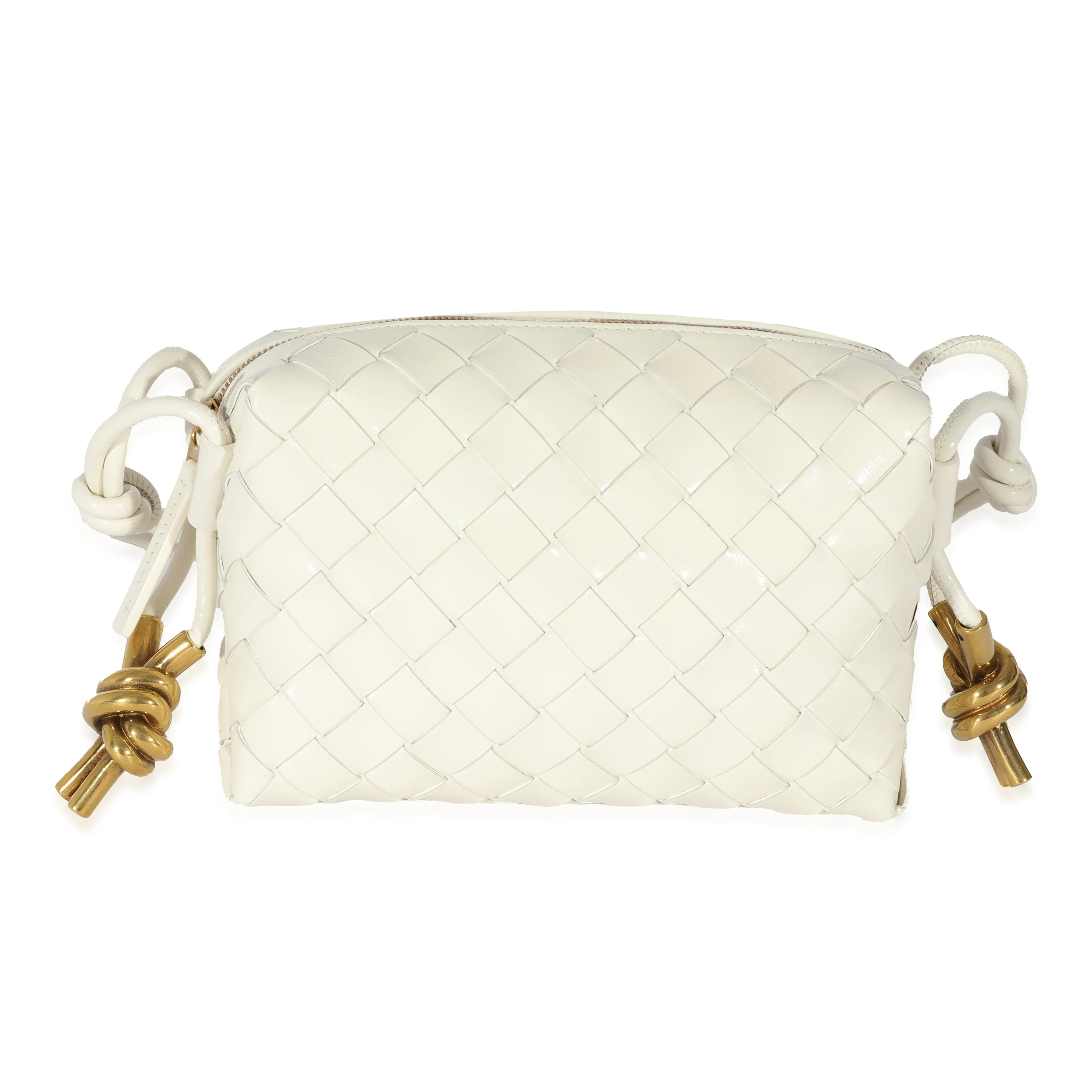 Bottega Veneta Calfskin White Intrecciato Mini Loop Bag