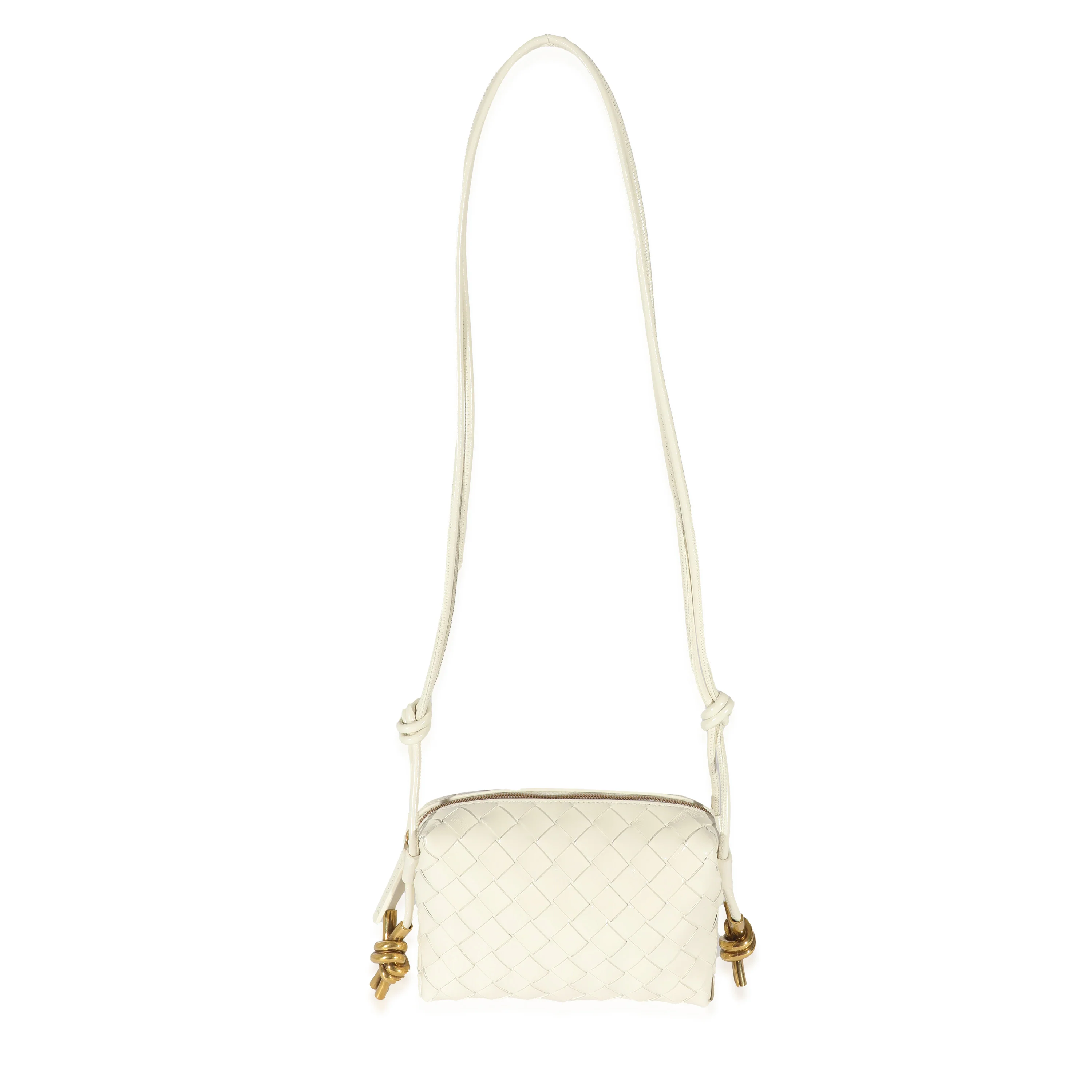 Bottega Veneta Calfskin White Intrecciato Mini Loop Bag - Image 3