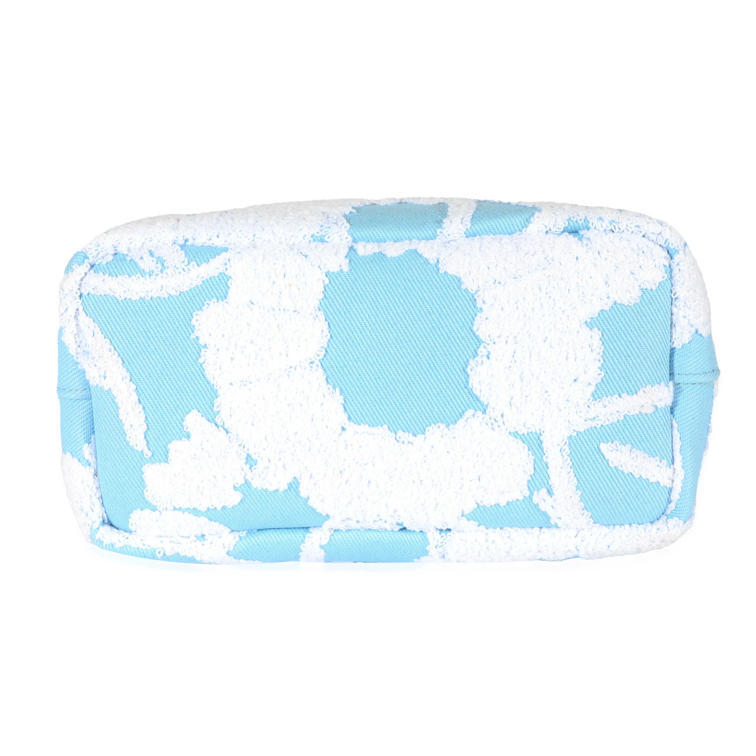 Prada Blue White Embroidered Drill Top Handle - Image 5
