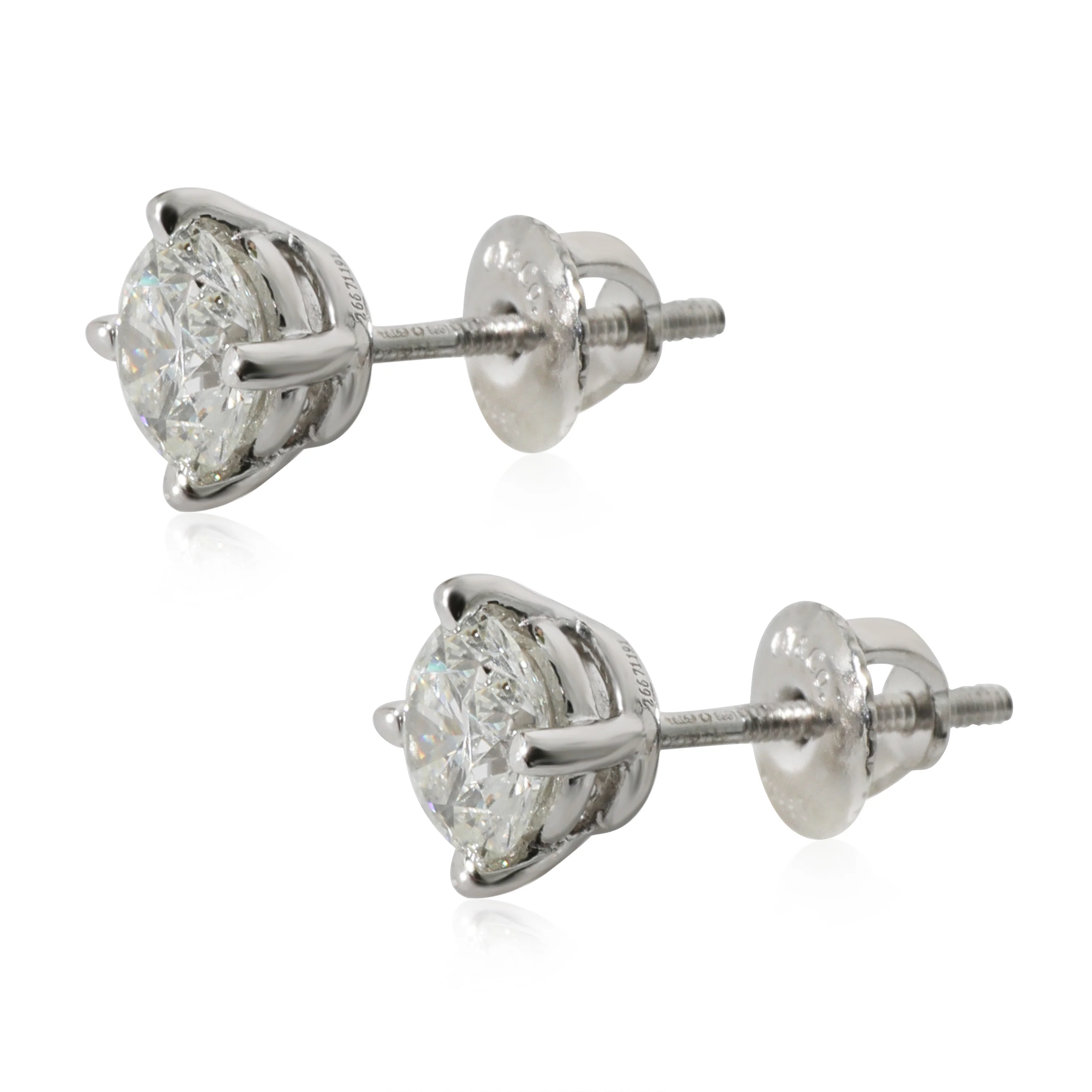 Tiffany & Co. Diamond Stud Earrings in Platinum H VS1-VS2 1.42 CTW - Image 2