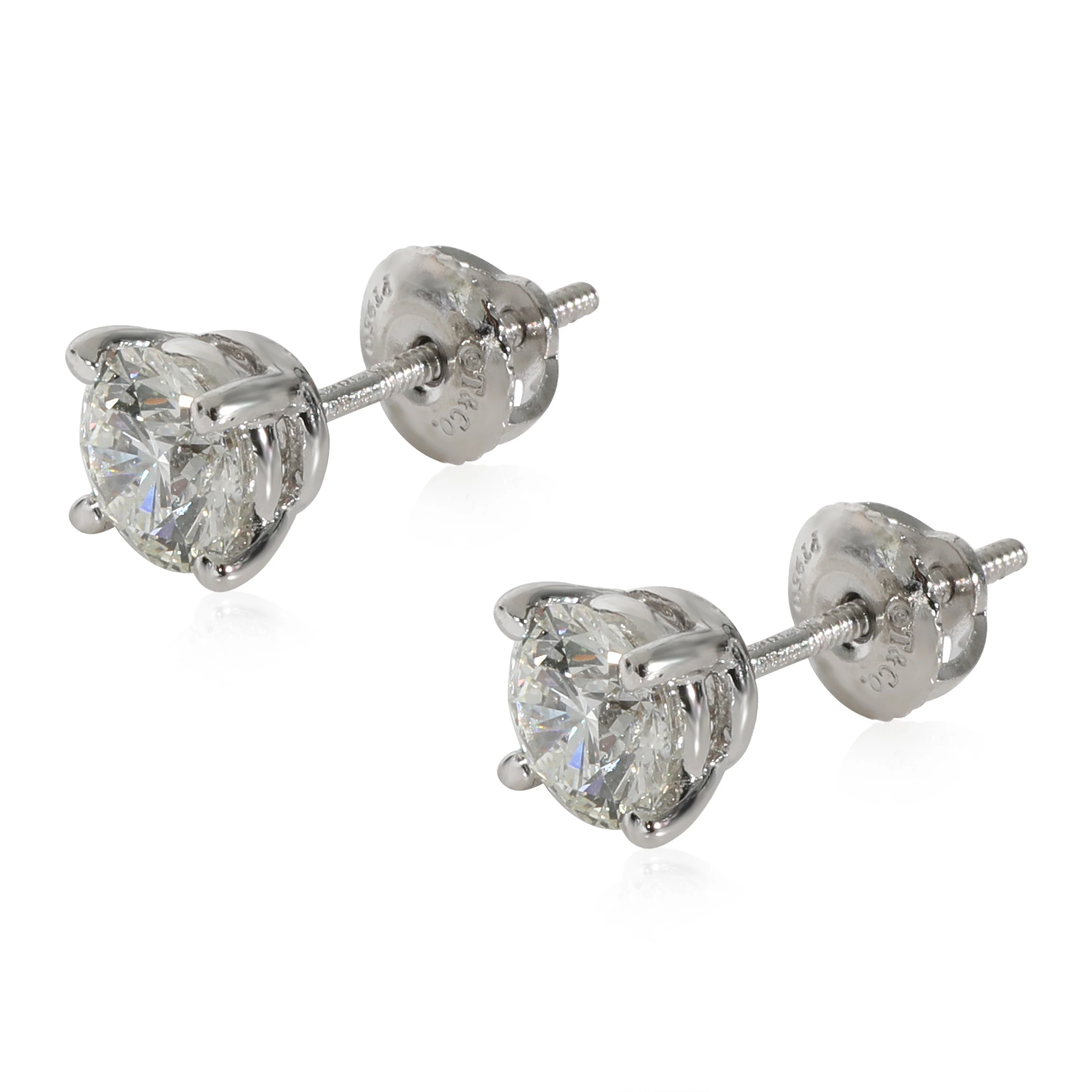 Tiffany & Co. Diamond Stud Earrings in Platinum H VS1-VS2 1.42 CTW - Image 3