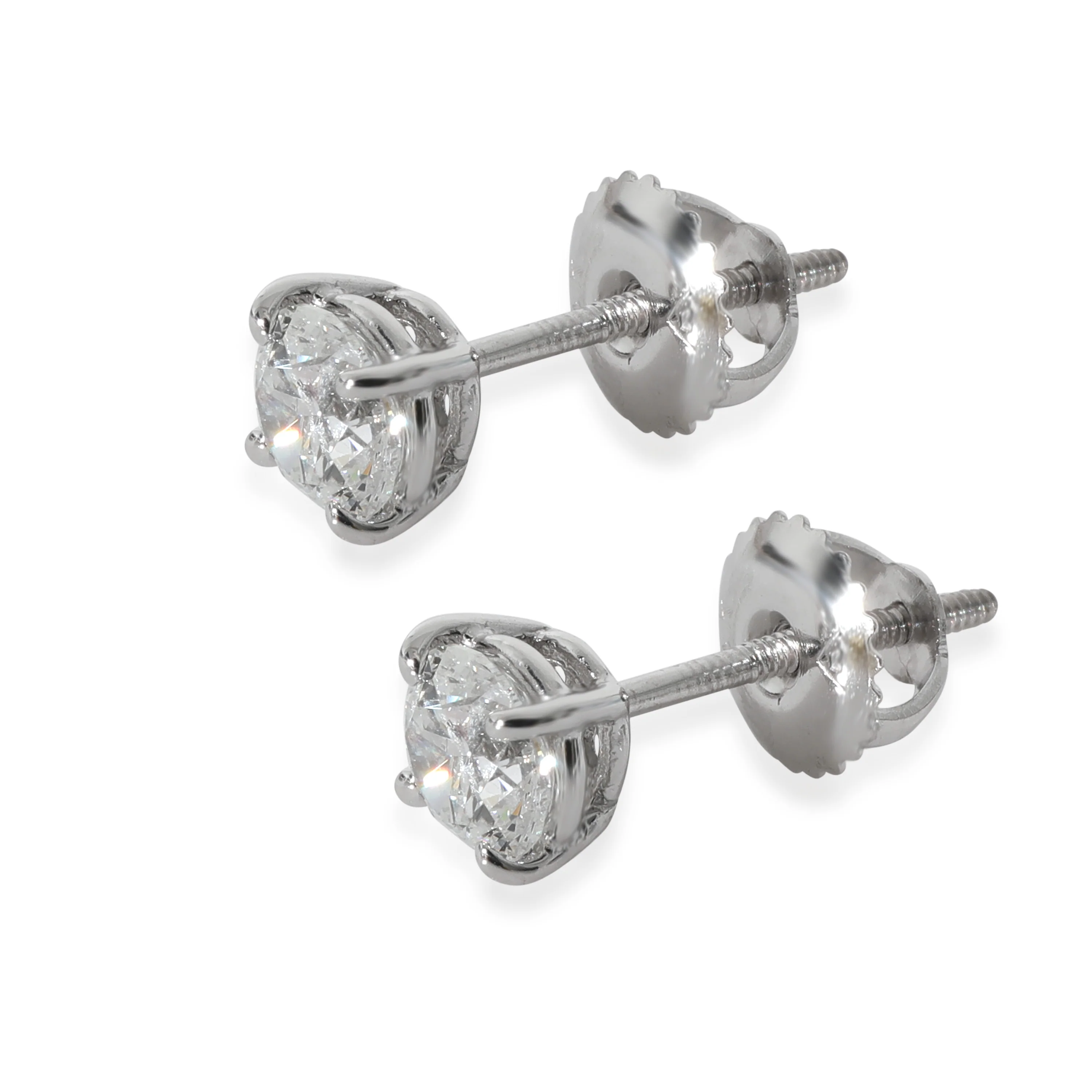 Diamond Stud Earrings in 14k White Gold G-H SI 0.96 CTW - Image 2
