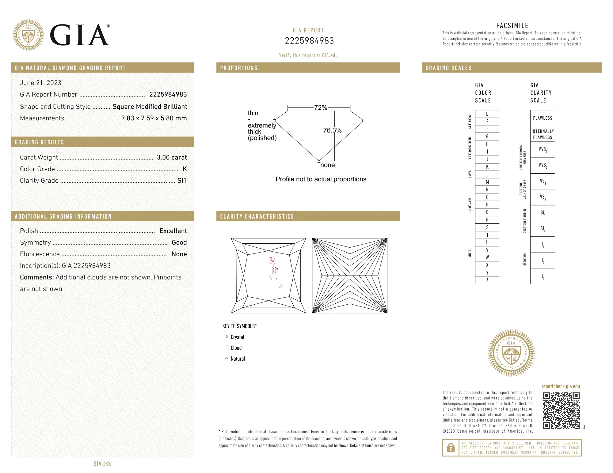 GIA Certified 3.00 Ct Princess cut K SI1 Loose Diamond - Image 2