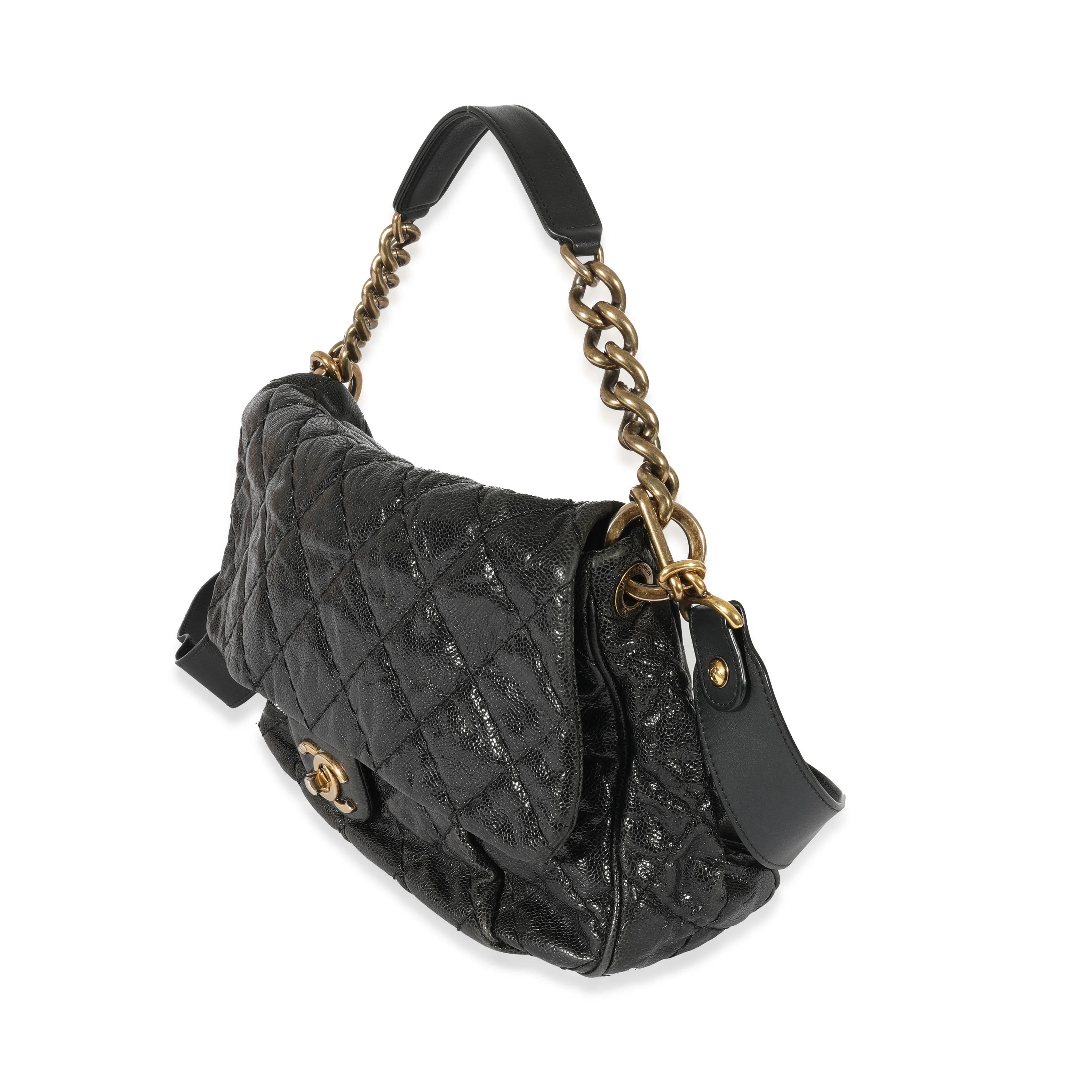 Chanel Black Crumpled Calfskin Medium Coco Pleats Messenger - Image 2
