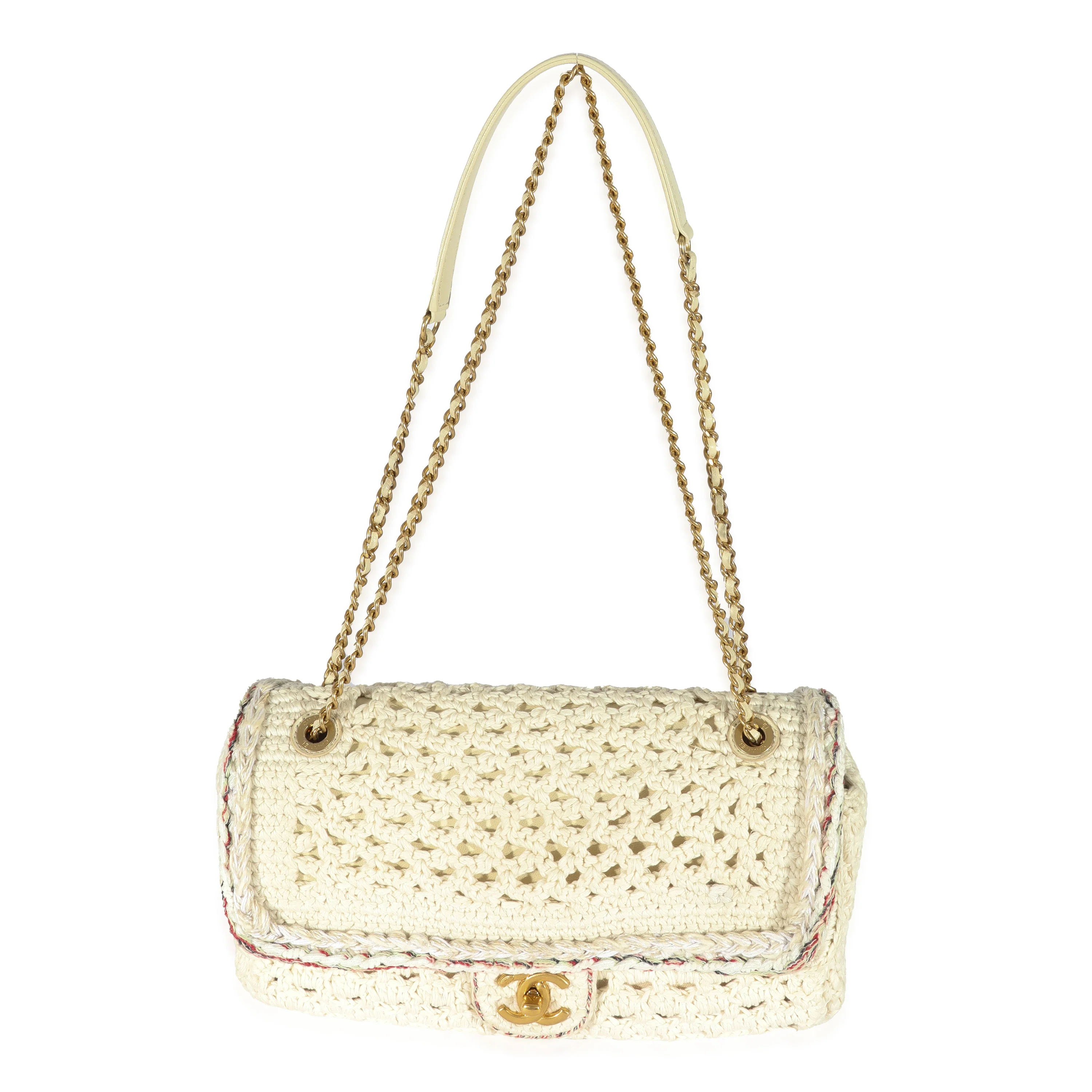 Chanel Beige Crochet Cayo Coco Flap Bag - Image 8