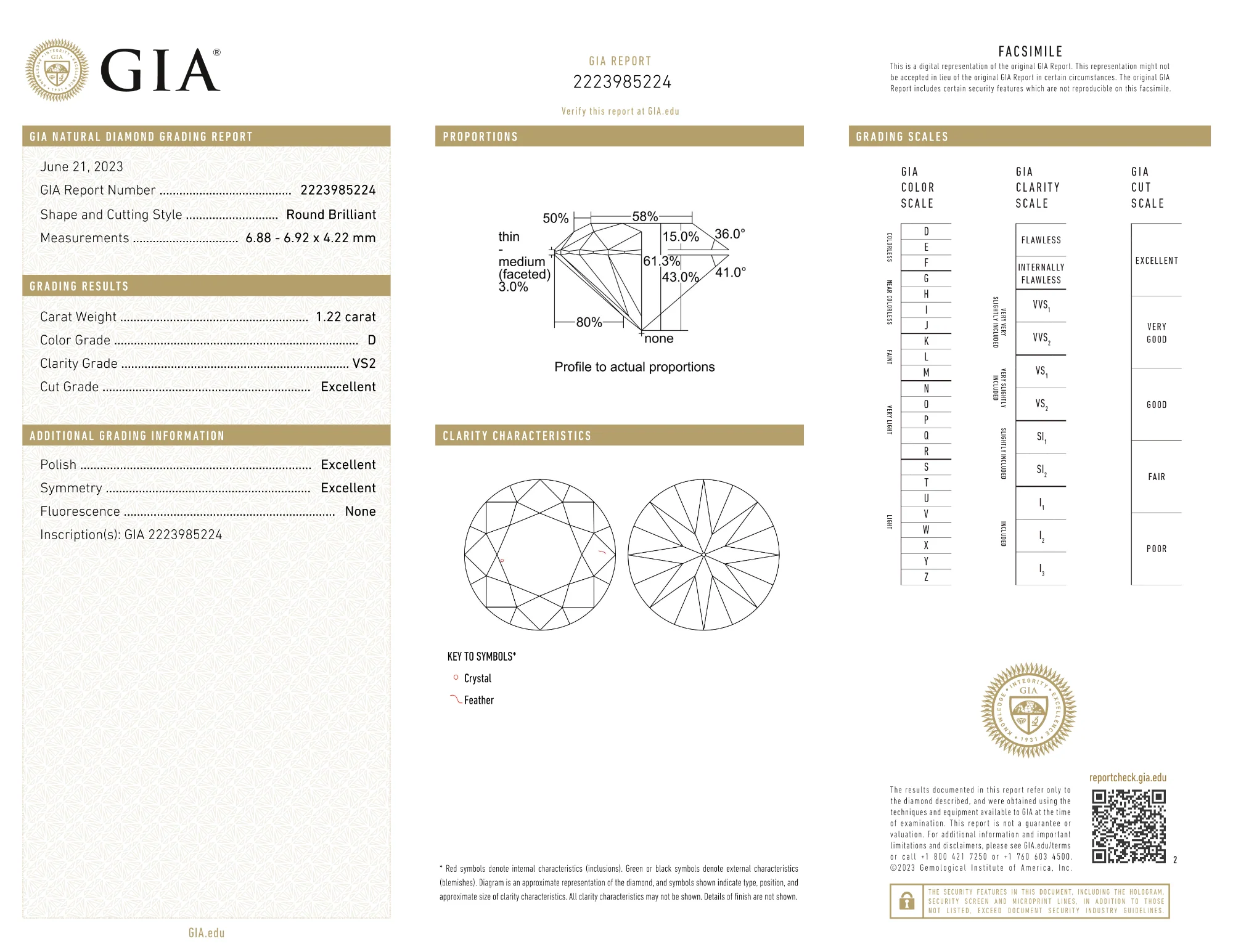 GIA Certified 1.22 Ct Round cut D VS2 Loose Diamond - Image 2