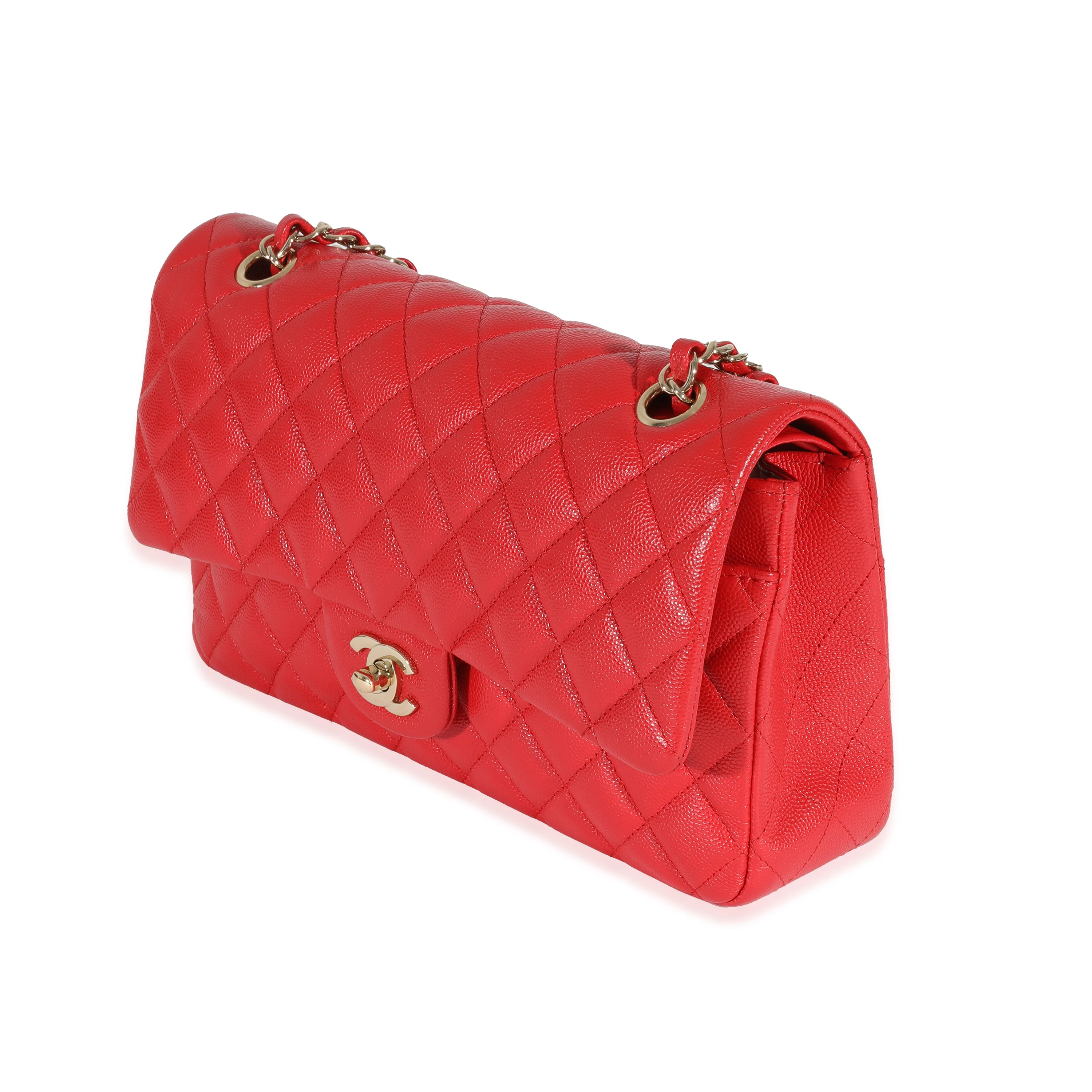 Chanel 21S Red Caviar Medium Classic Double Flap - Image 2