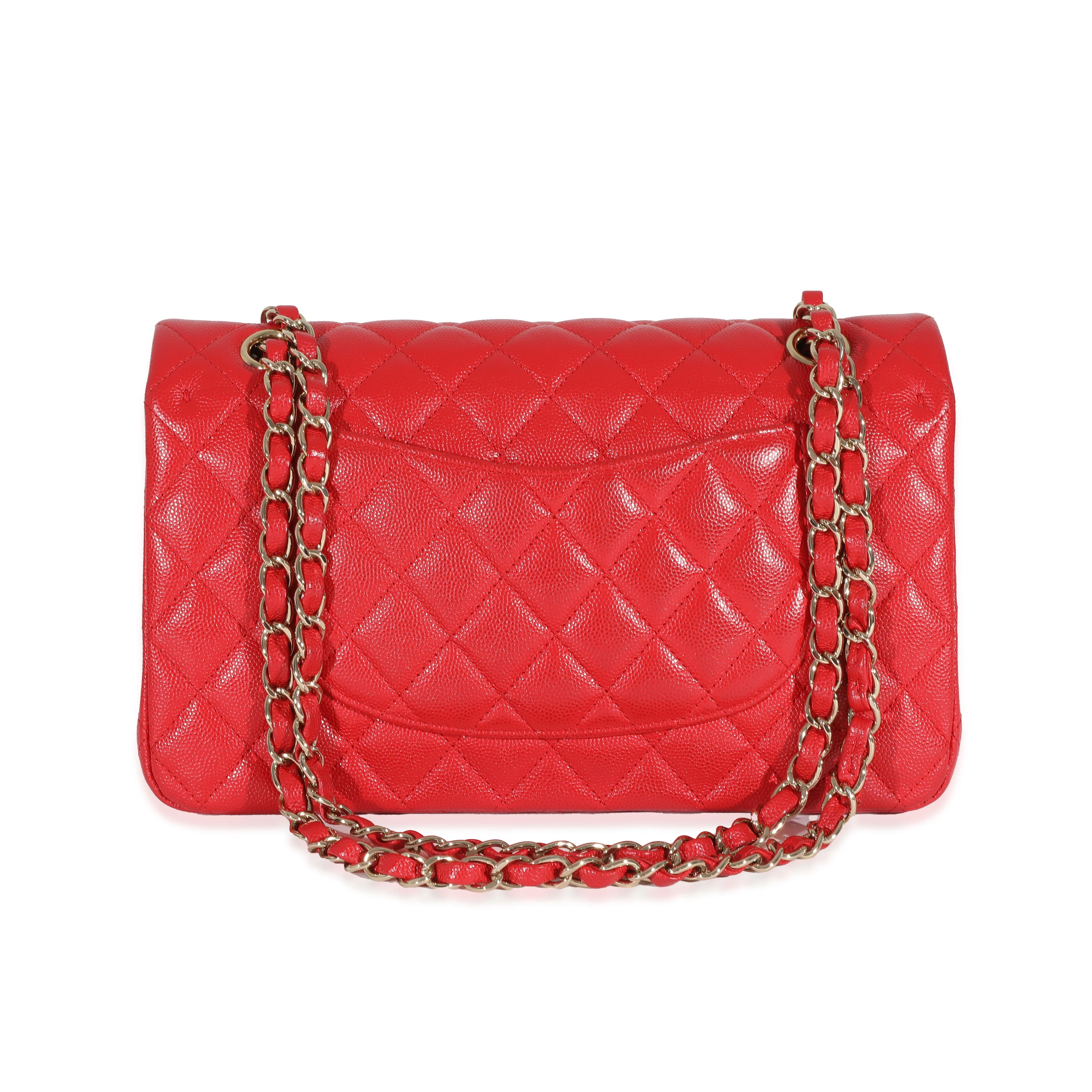 Chanel 21S Red Caviar Medium Classic Double Flap - Image 3