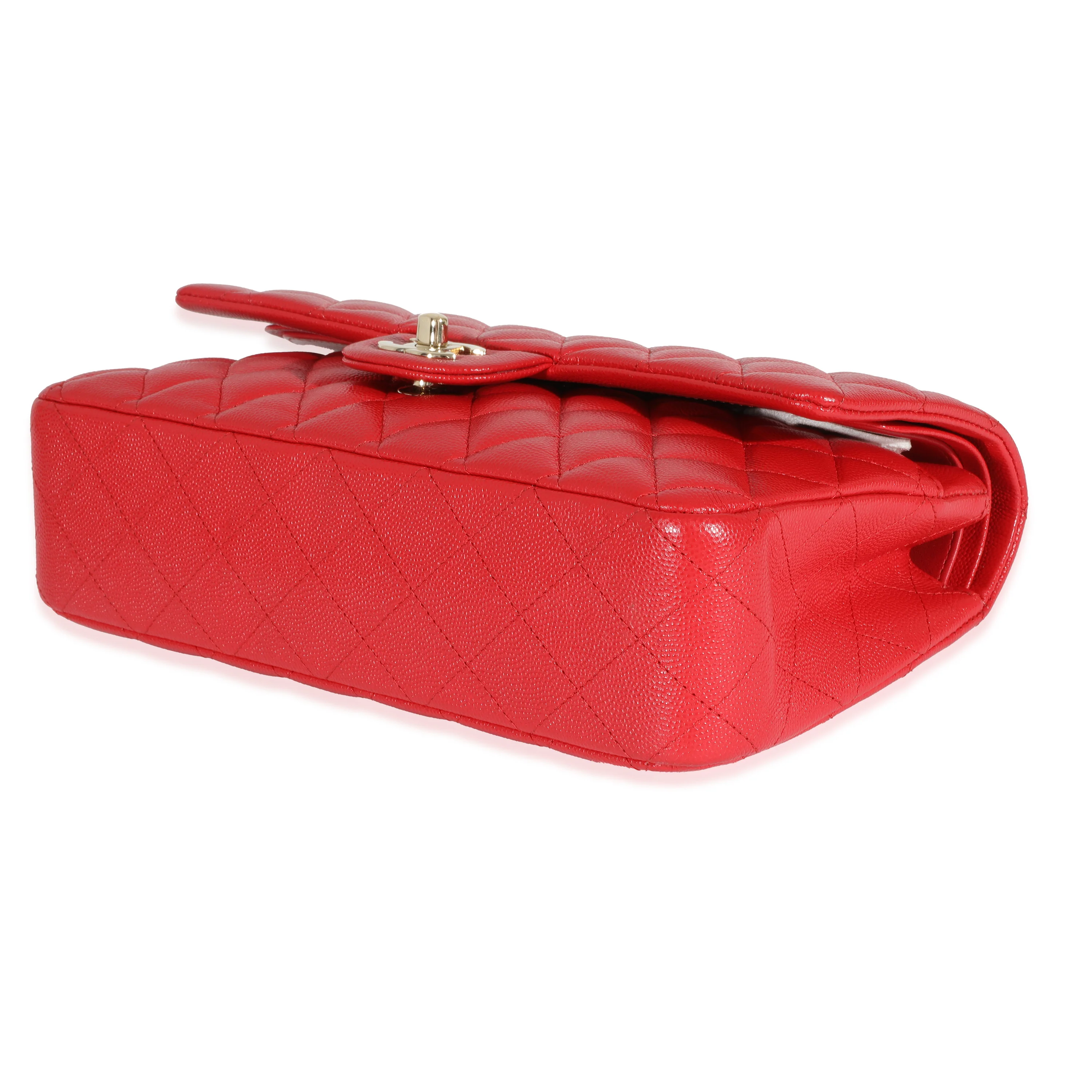 Chanel 21S Red Caviar Medium Classic Double Flap - Image 7
