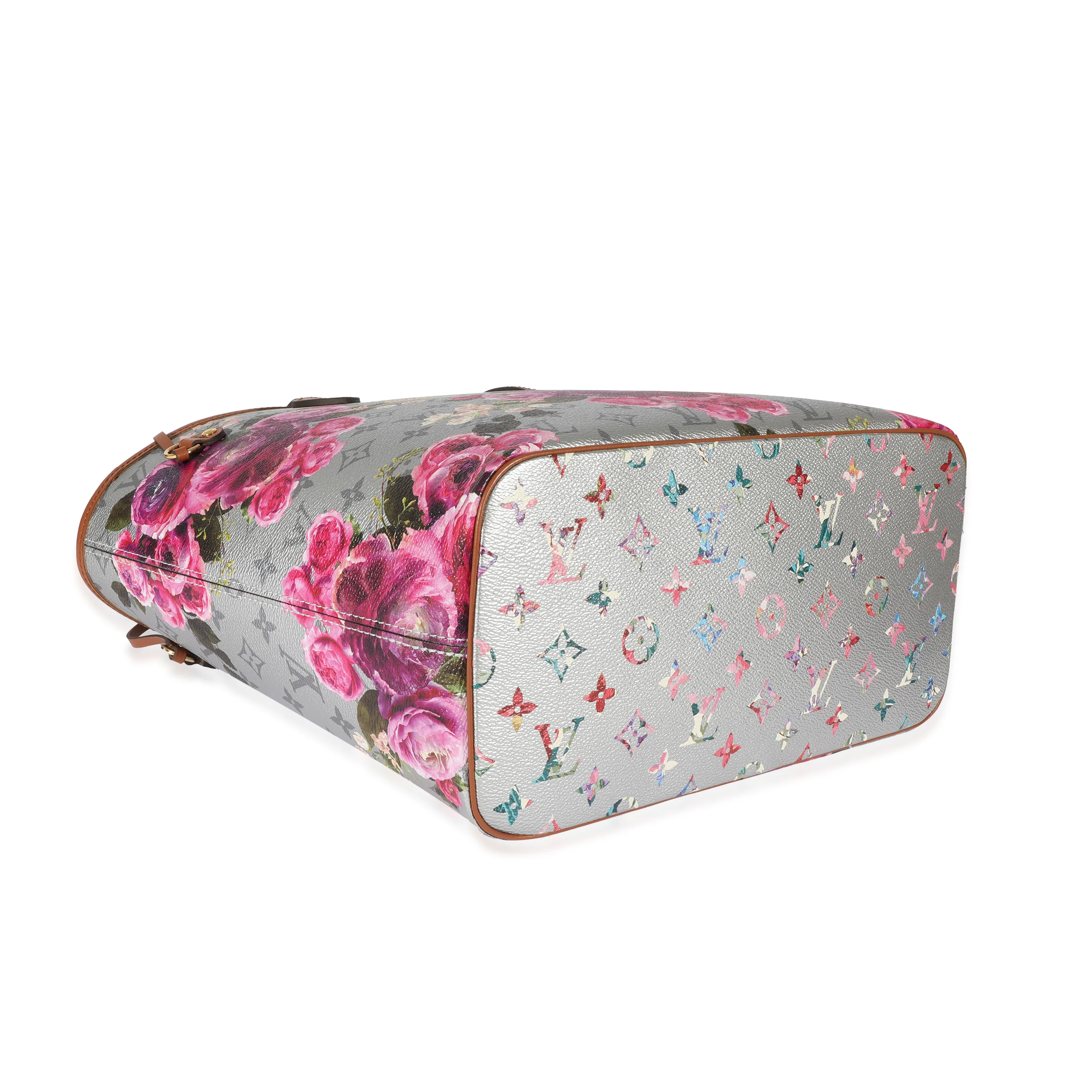 Grey Pink Metallic Monogram Garden Neverfull MM - Image 6