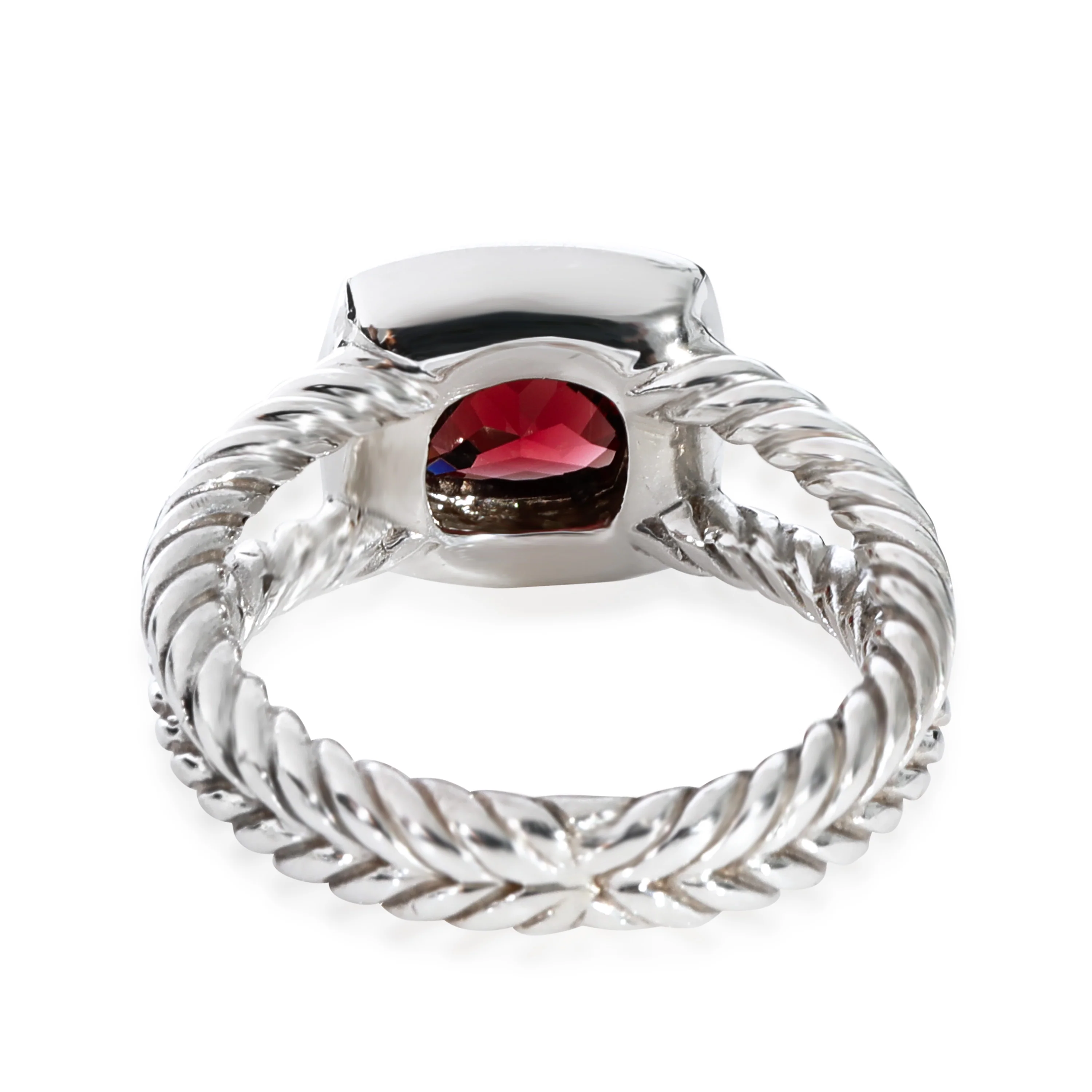 David Yurman Albion Garnet Diamond Ring in Sterling Silver 0.17 CTW - Image 4