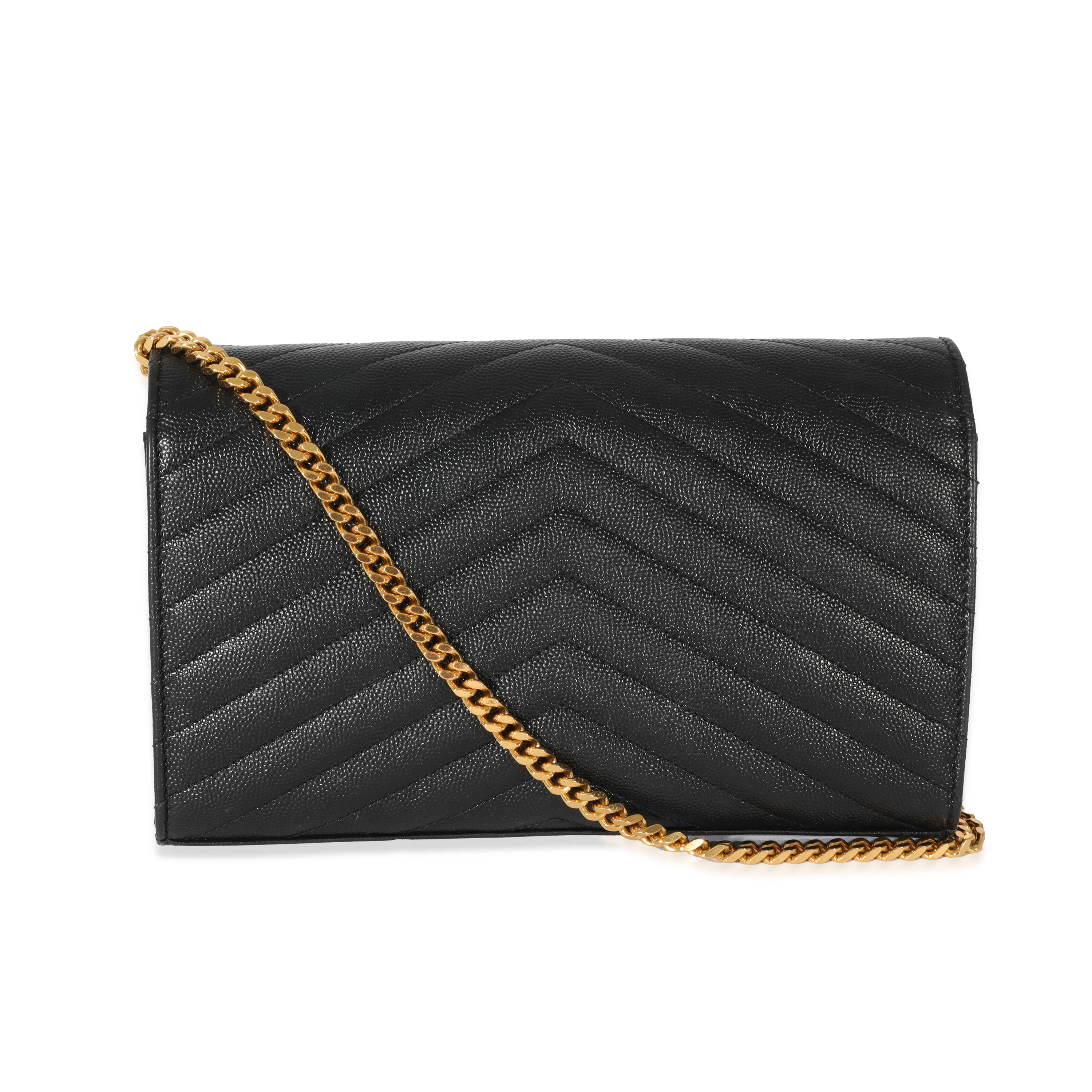 Saint Laurent Black Monogram Quilted Cassandre Chain Wallet - Image 3