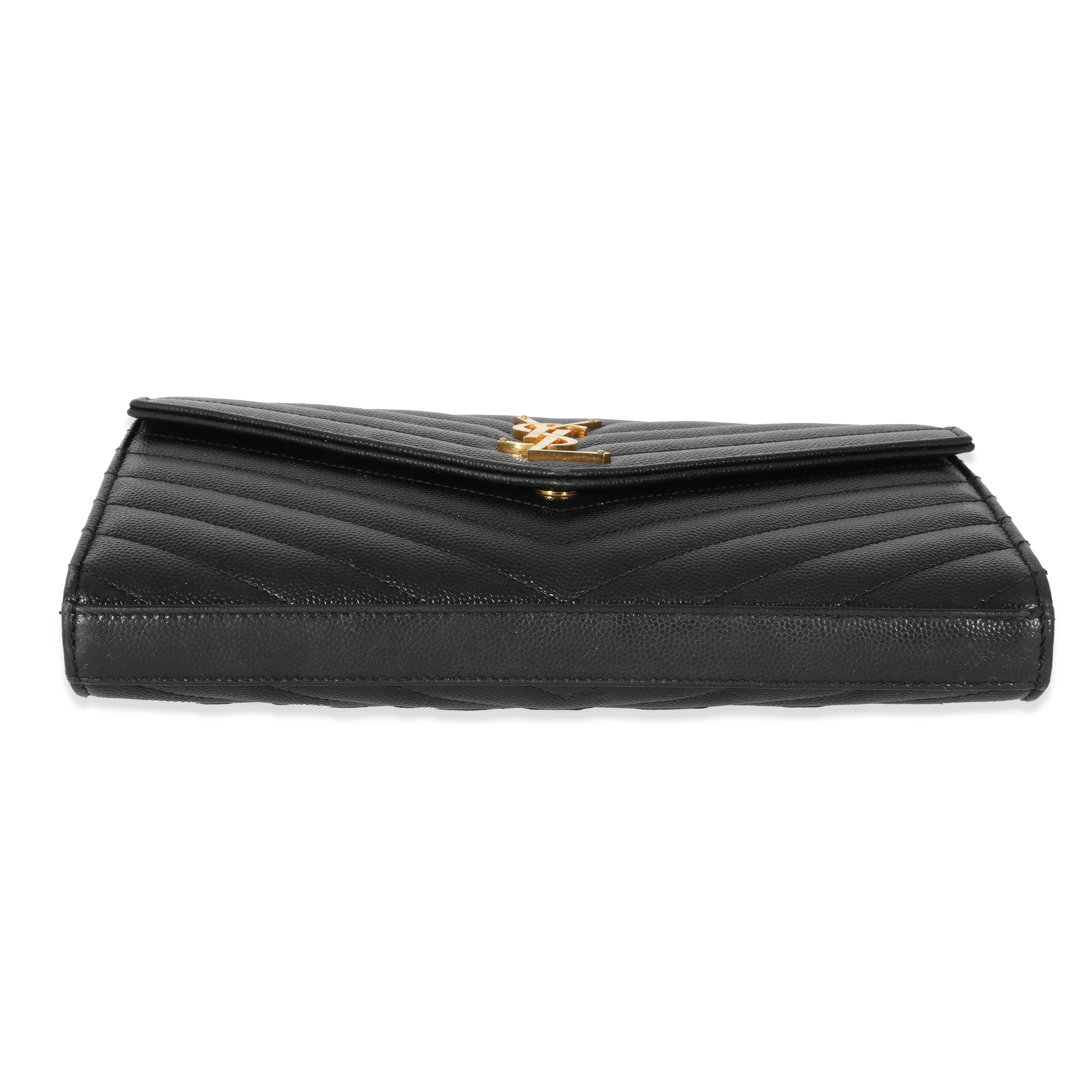 Saint Laurent Black Monogram Quilted Cassandre Chain Wallet - Image 5