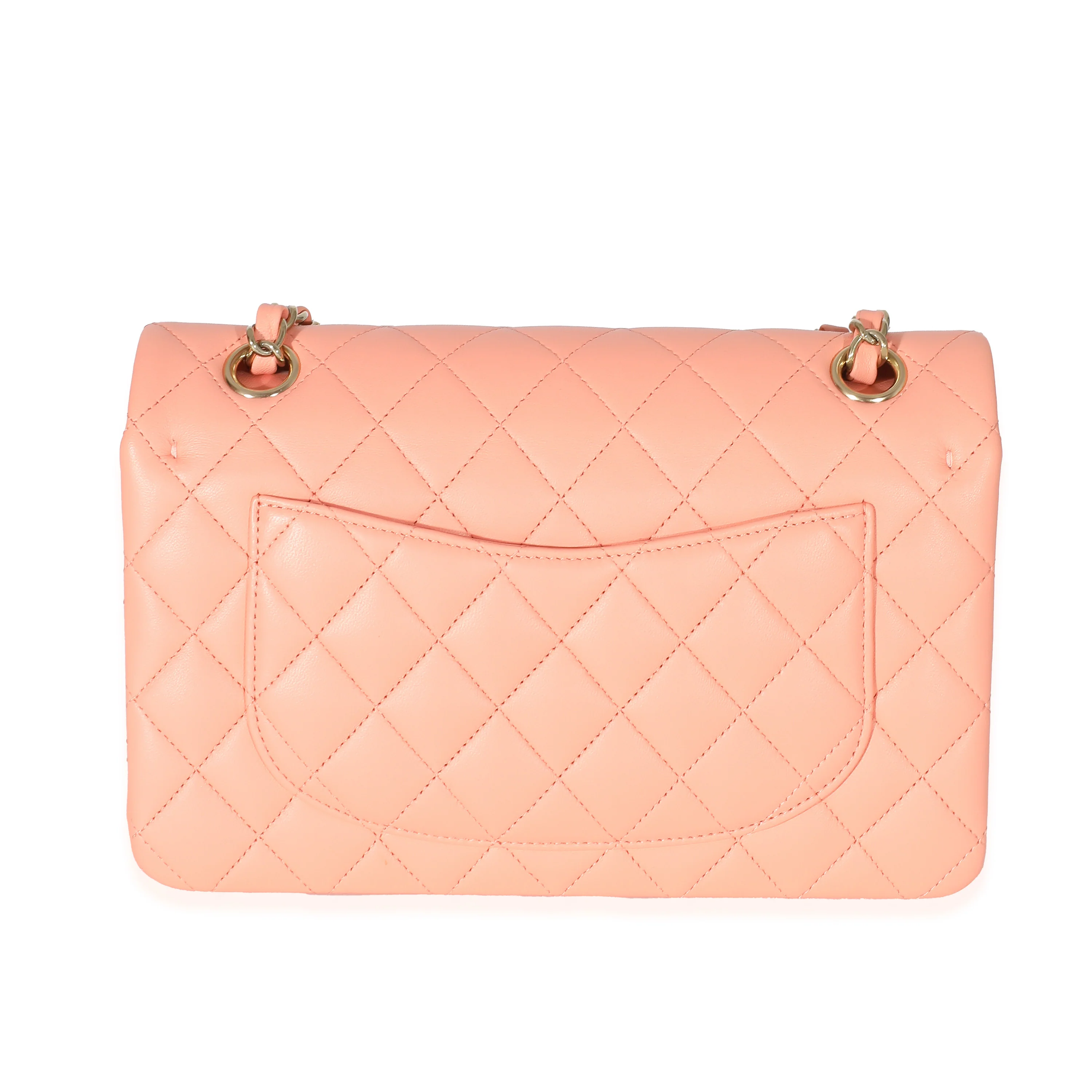 Chanel 23C Light Orange Leather Small Classic Double Flap - Image 3