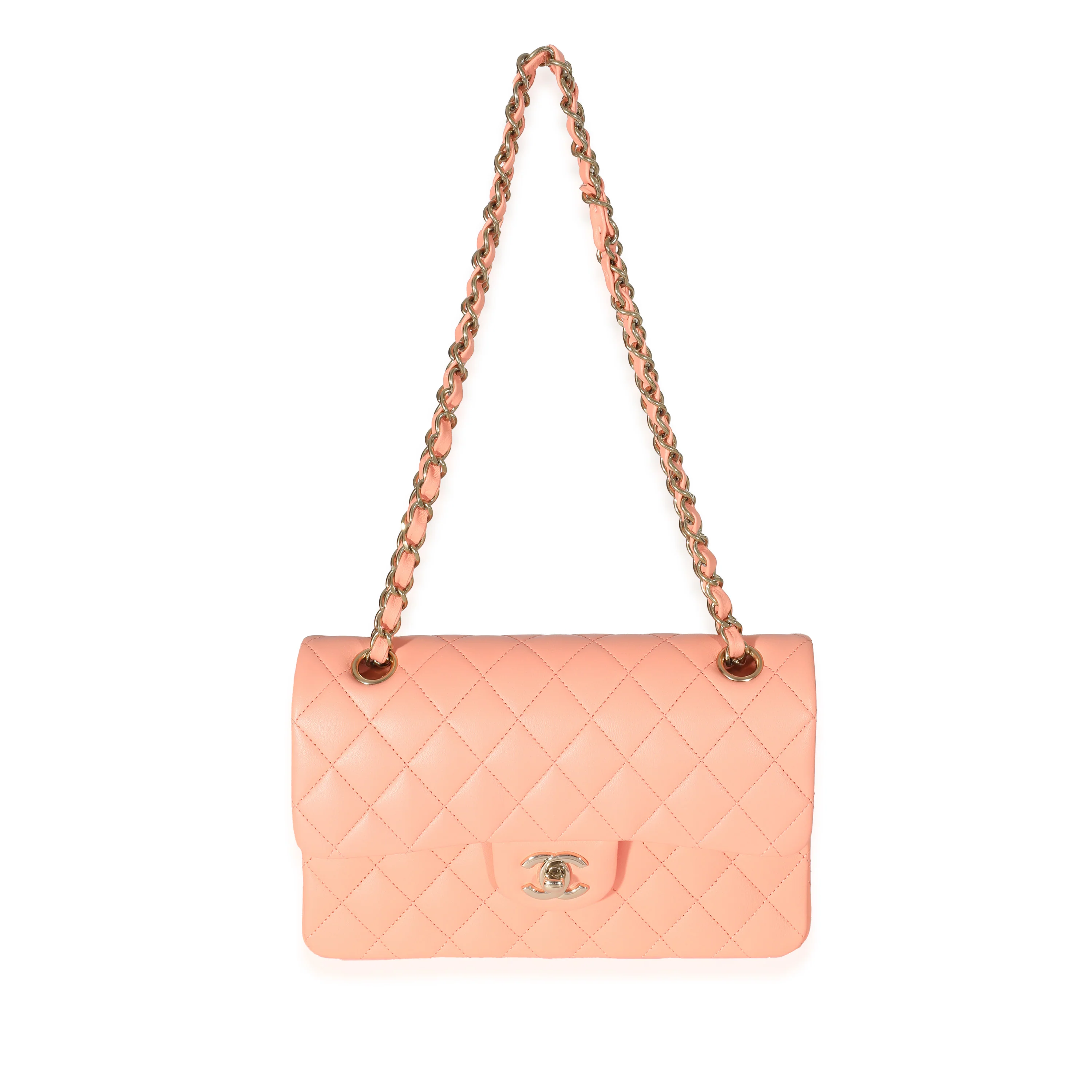 Chanel 23C Light Orange Leather Small Classic Double Flap - Image 4
