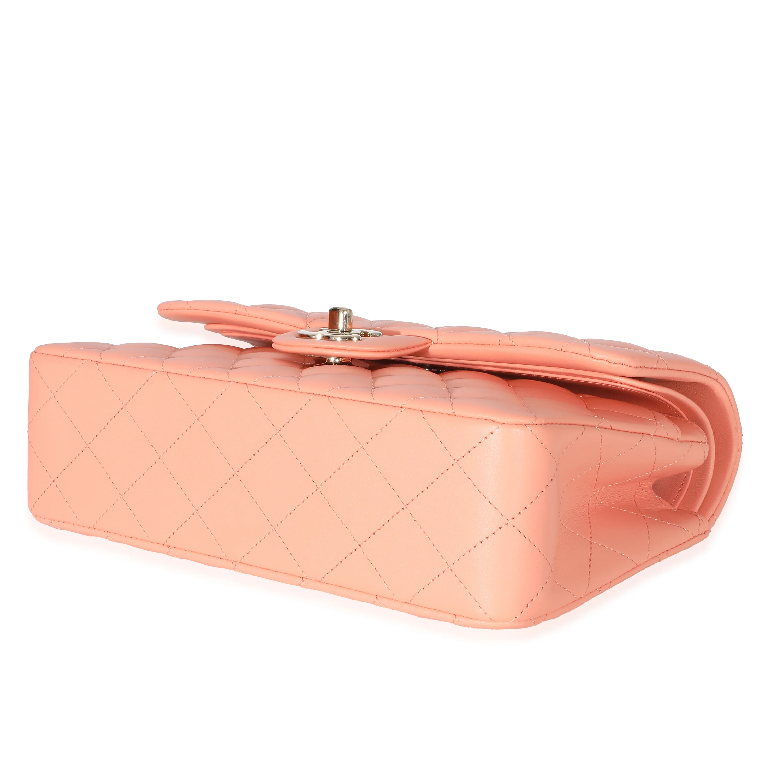 Chanel 23C Light Orange Leather Small Classic Double Flap - Image 7