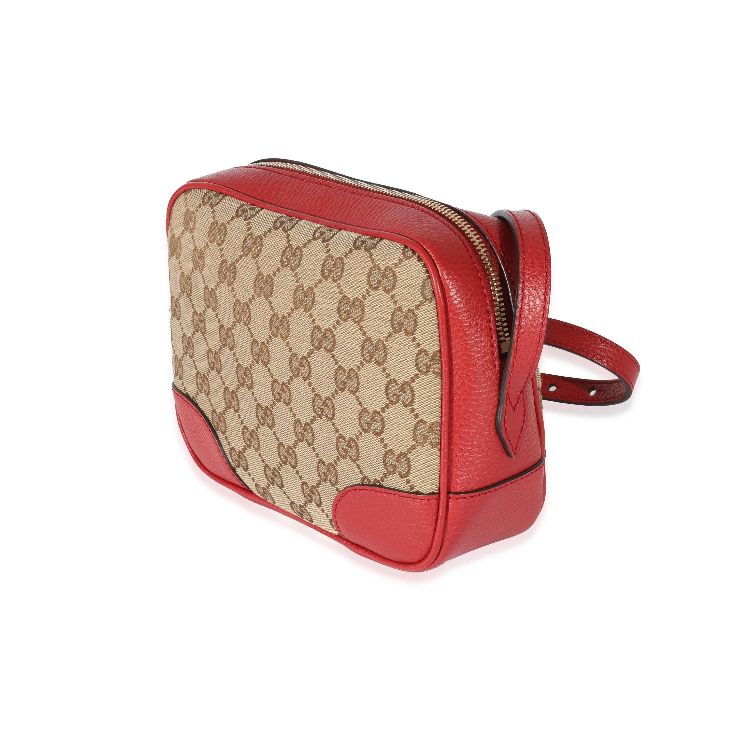 Gucci Red Leather GG Canvas Bree Messenger Bag - Image 2