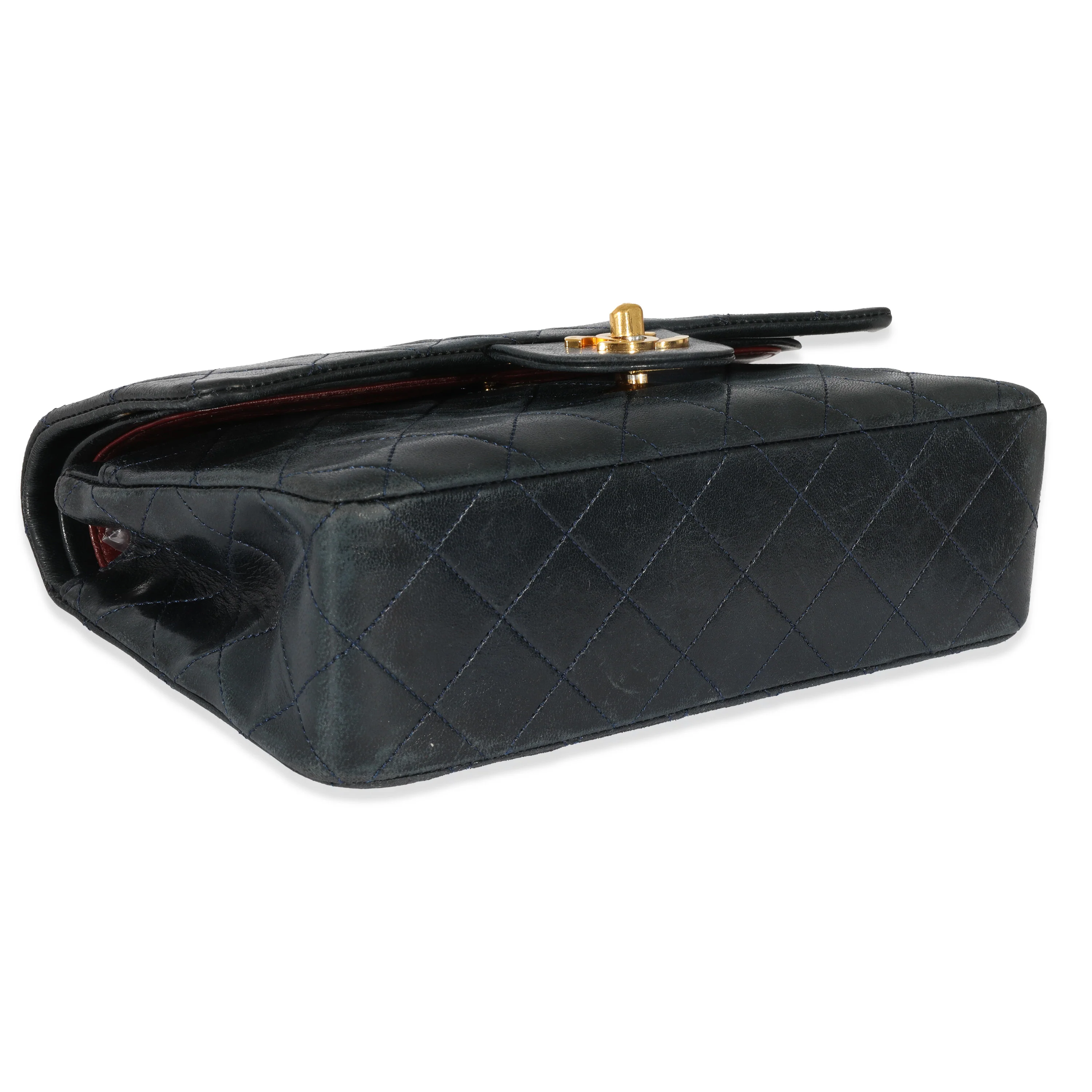 Navy Quilted Lambskin Small Classic Double Flap Bag - Image 7