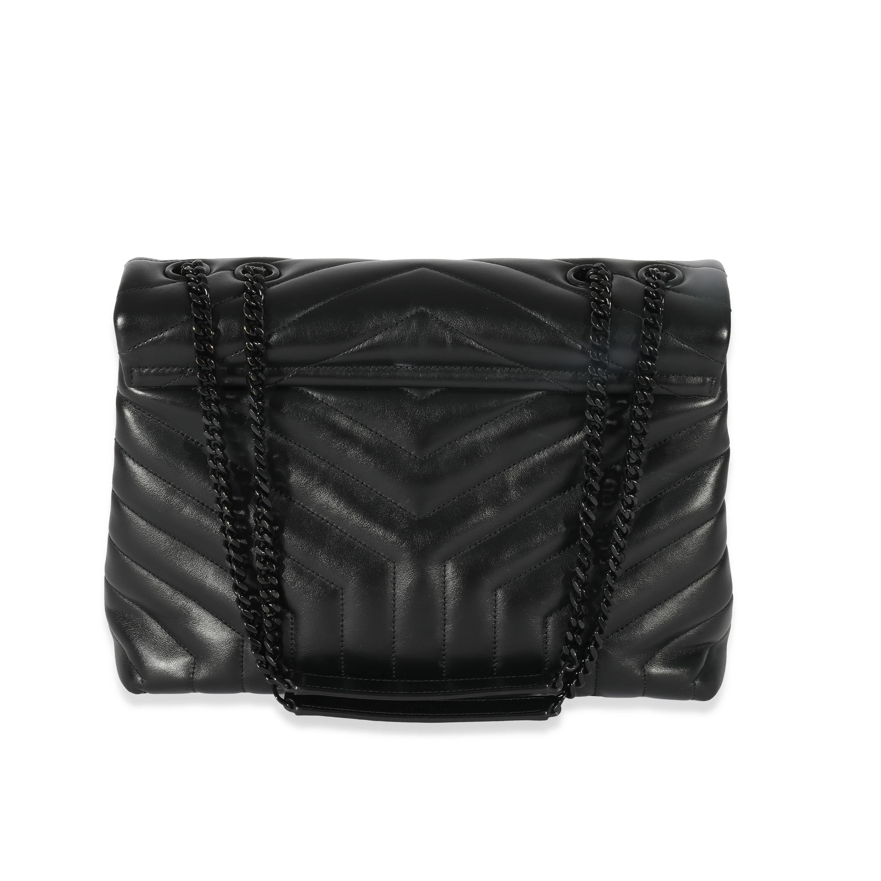 Saint Laurent Black Matelassé Leather Medium Loulou Bag - Image 3