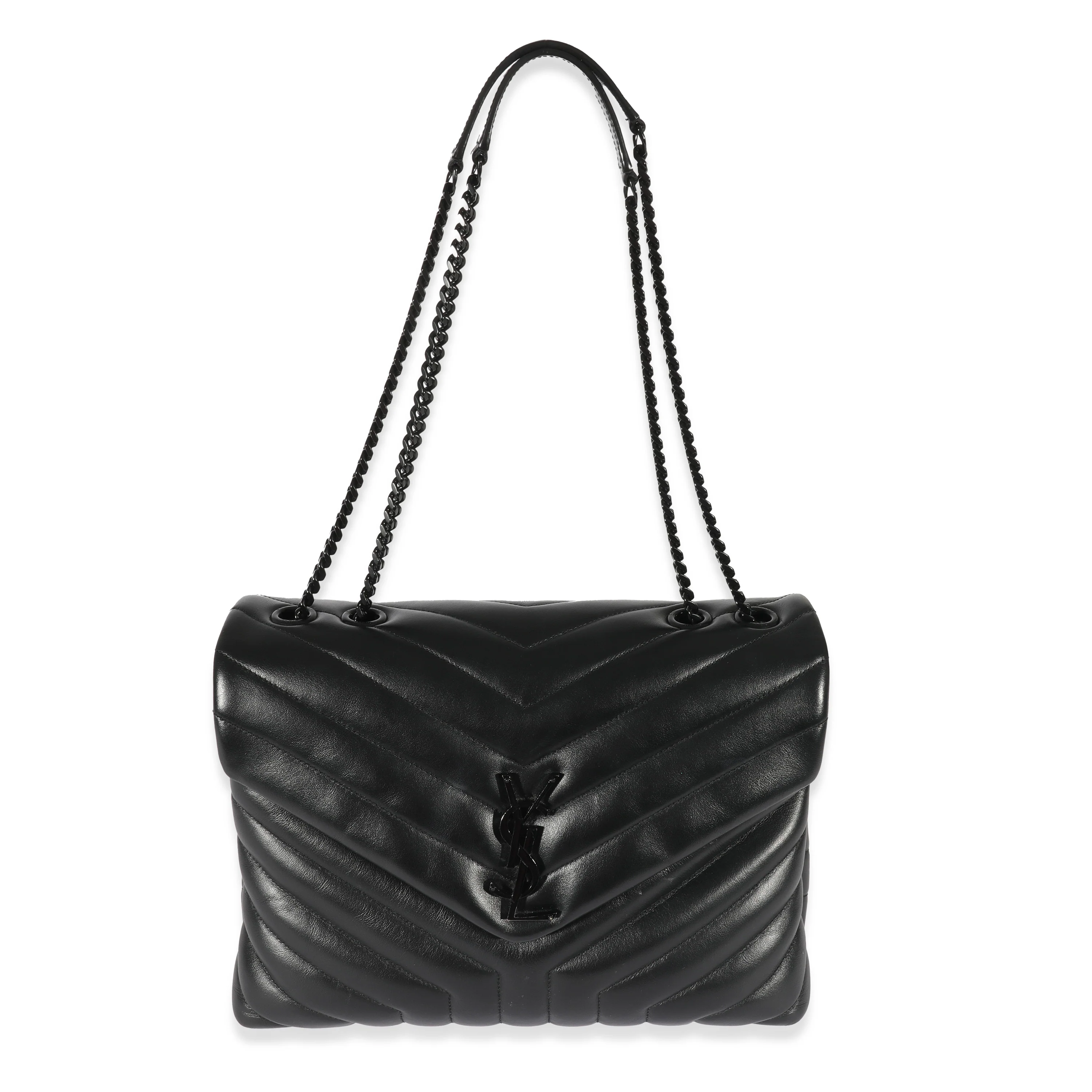 Saint Laurent Black Matelassé Leather Medium Loulou Bag - Image 4