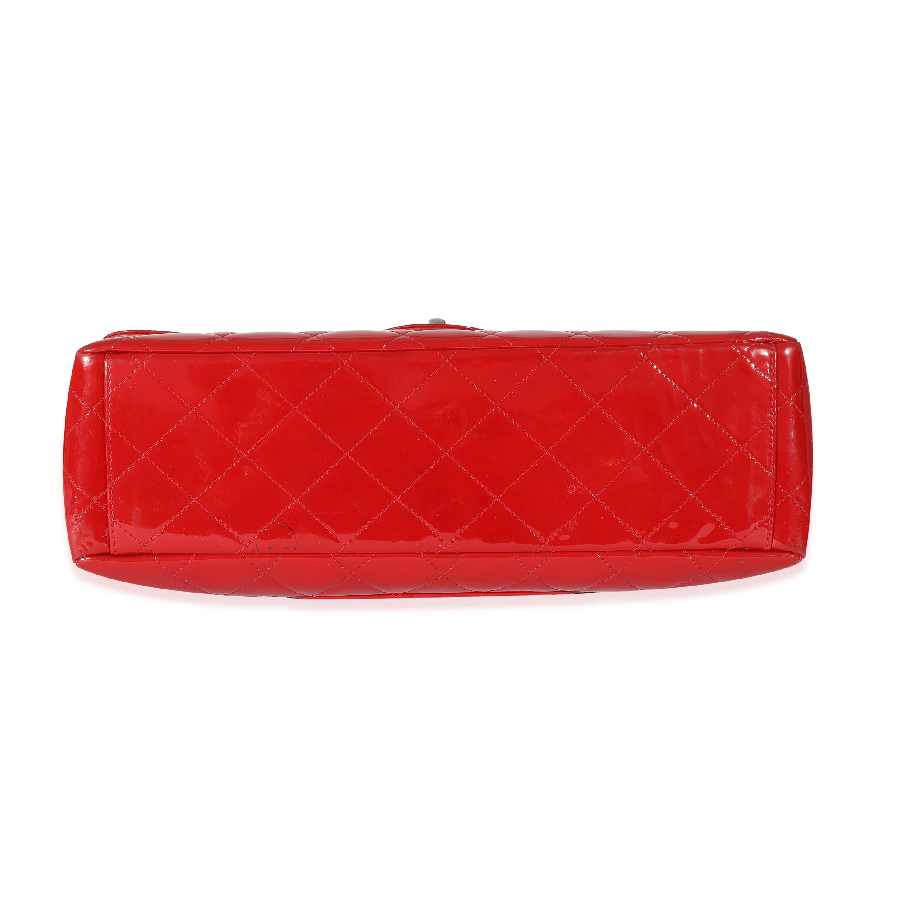Chanel Red Patent Maxi Single Flap Bag - Image 6