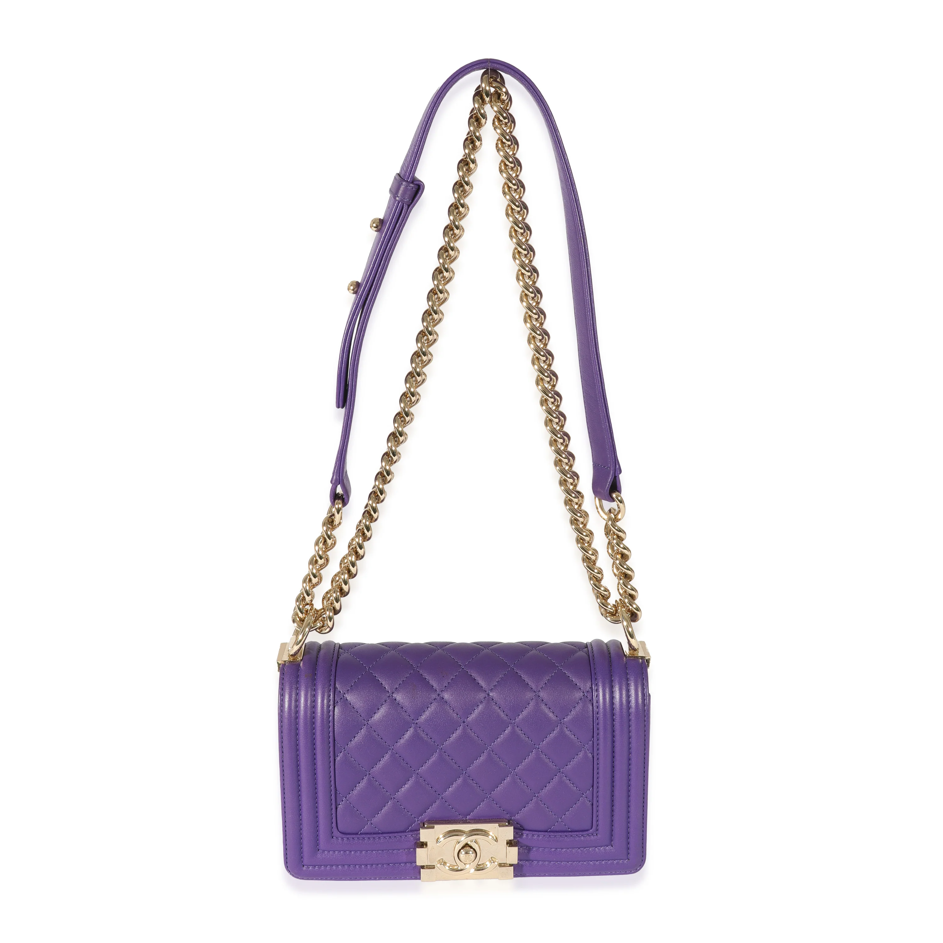 Chanel Purple Lambskin Small Boy Bag - Image 4