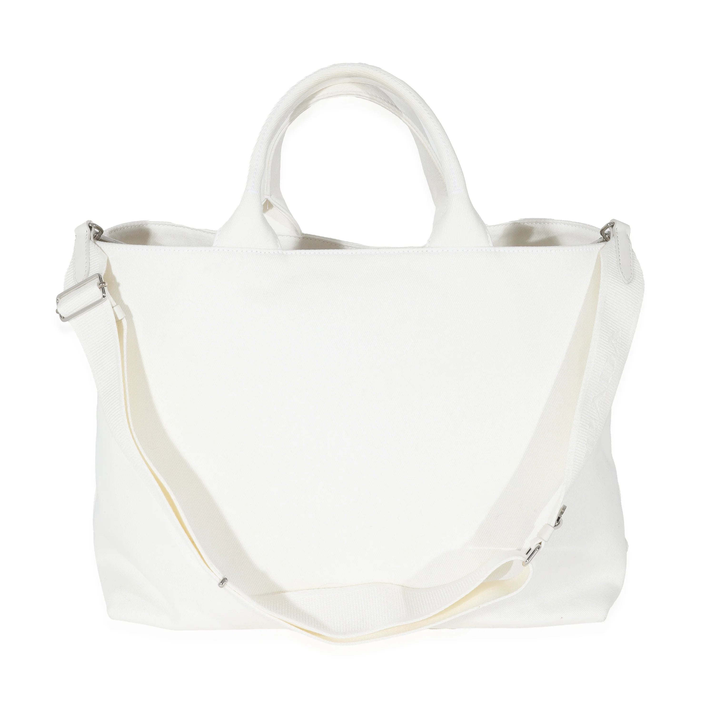White Canvas Medium Embossed Drill Tote - Image 3