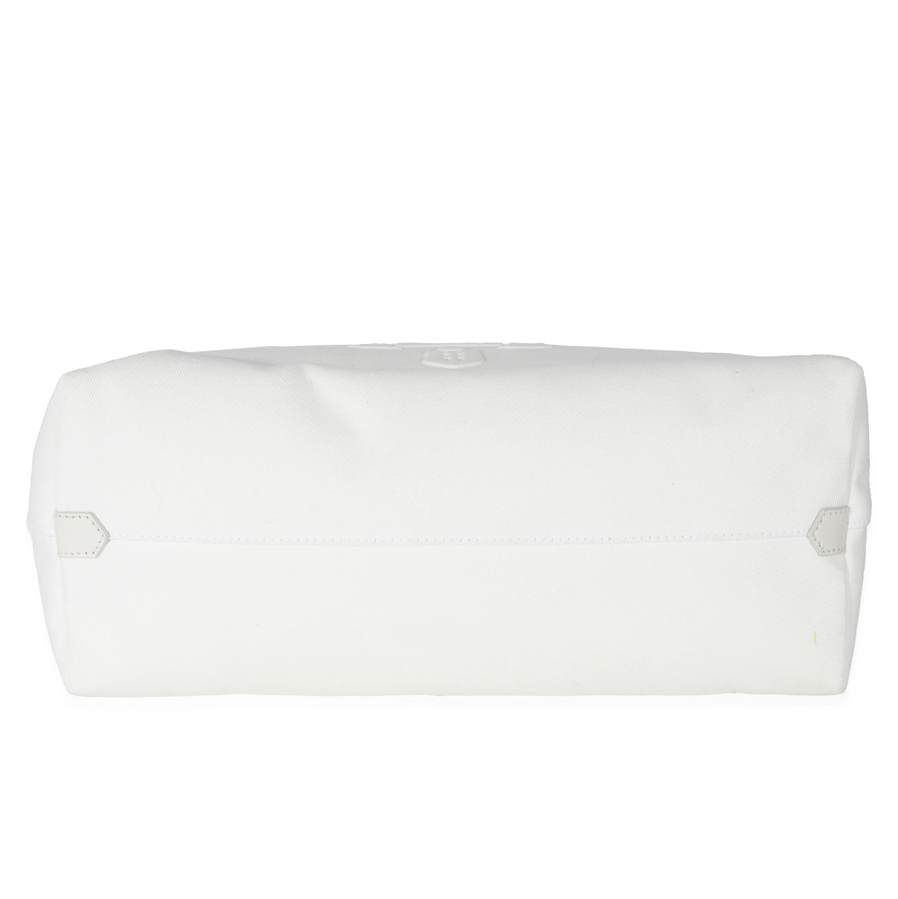 White Canvas Medium Embossed Drill Tote - Image 4