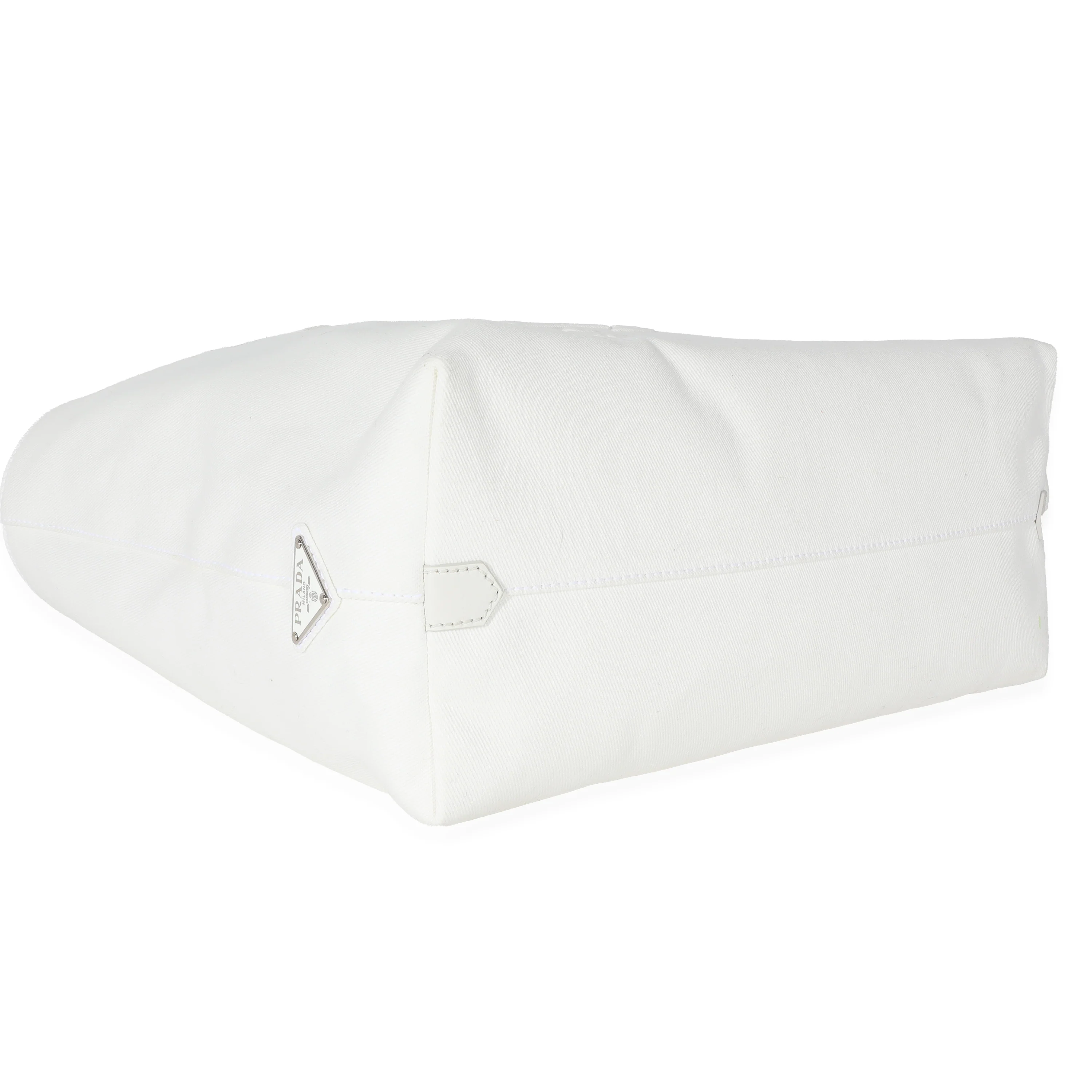 White Canvas Medium Embossed Drill Tote - Image 6