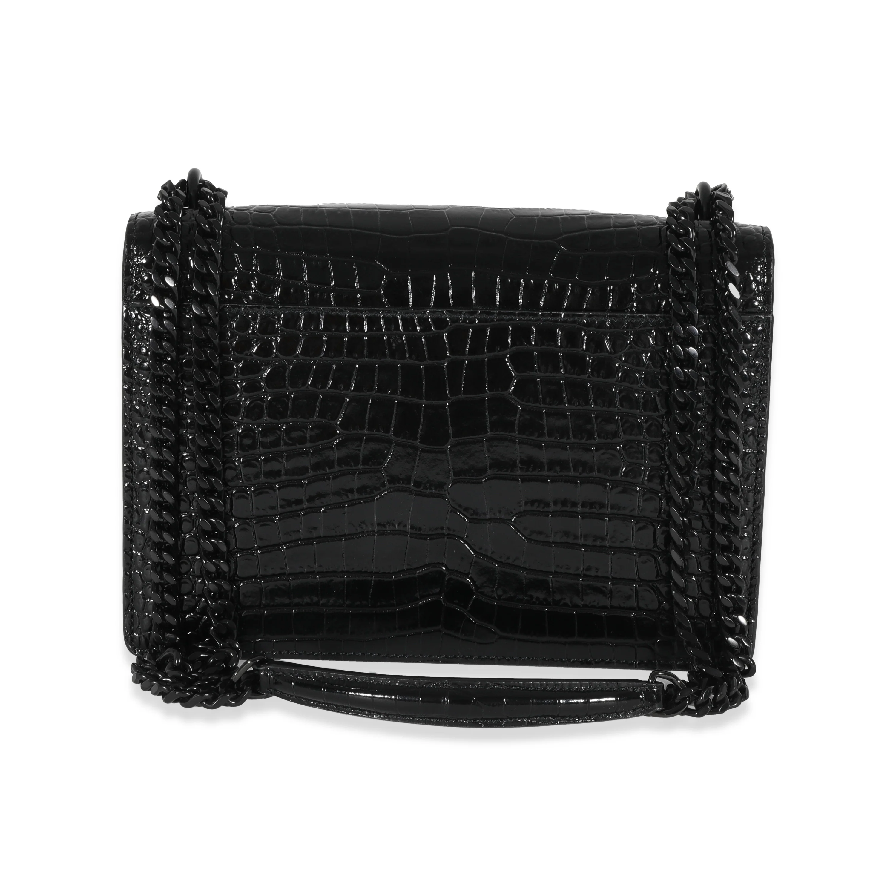 Saint Laurent Black Crocodile Embossed Medium Sunset Bag - Image 3