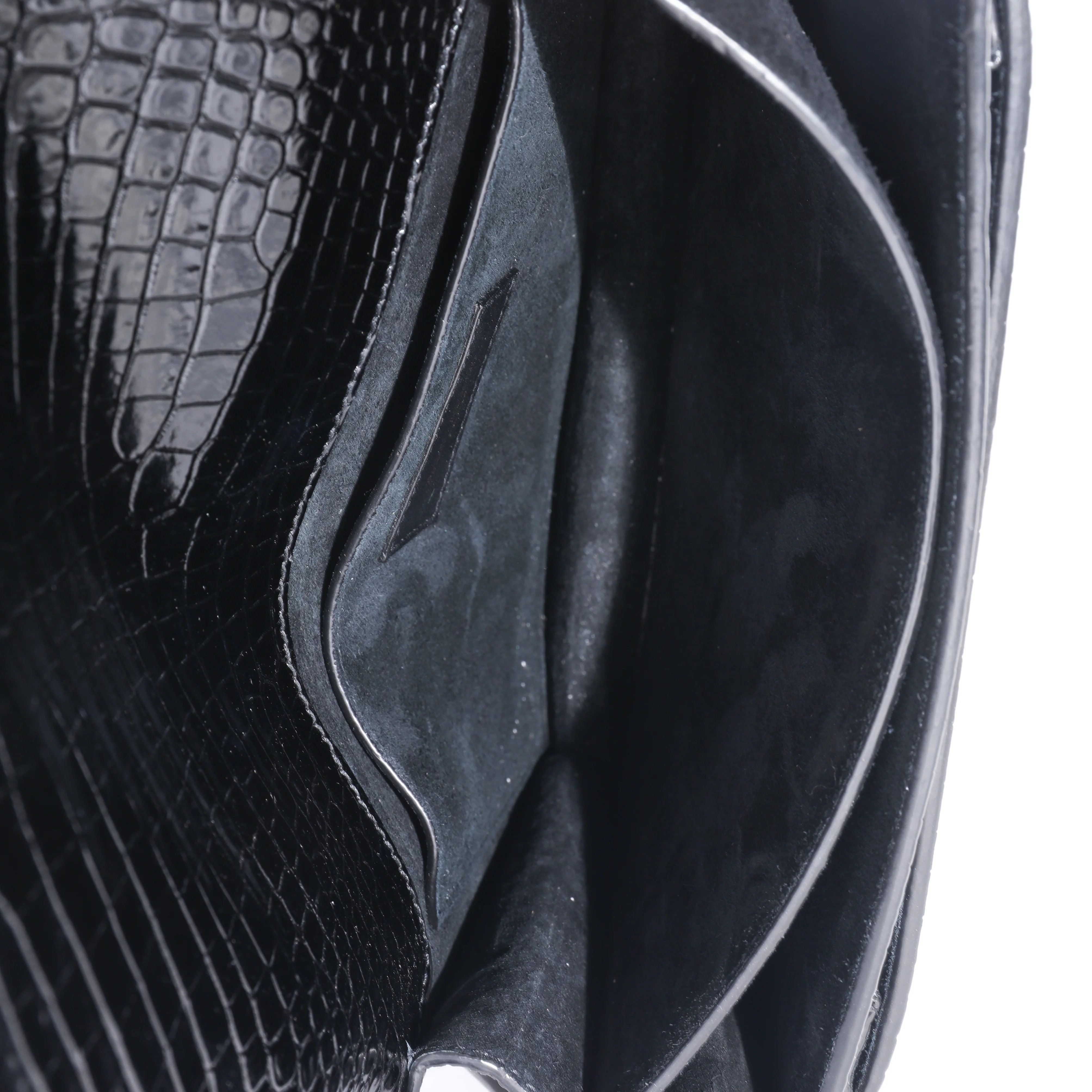 Saint Laurent Black Crocodile Embossed Medium Sunset Bag - Image 8
