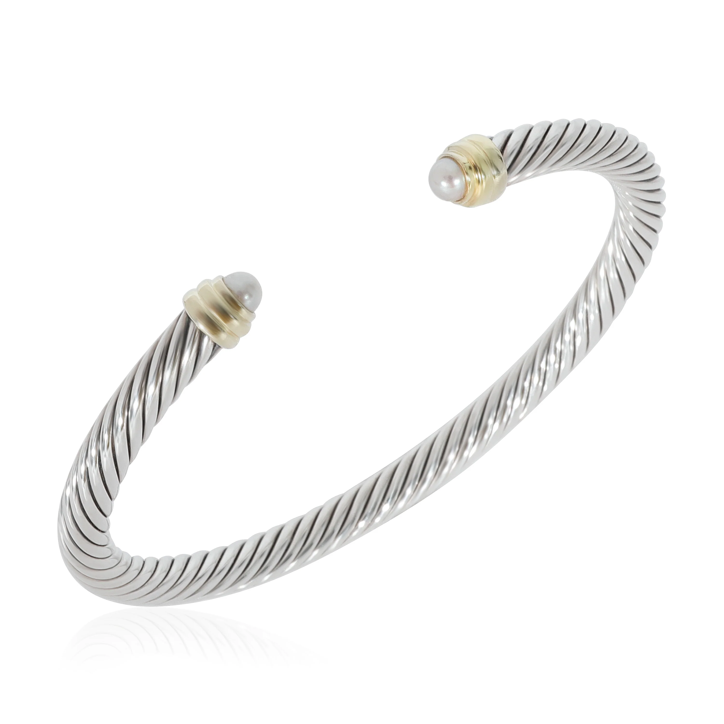 David Yurman Cable Pearl Bangle in 14k Yellow Gold/Sterling Silver - Image 5