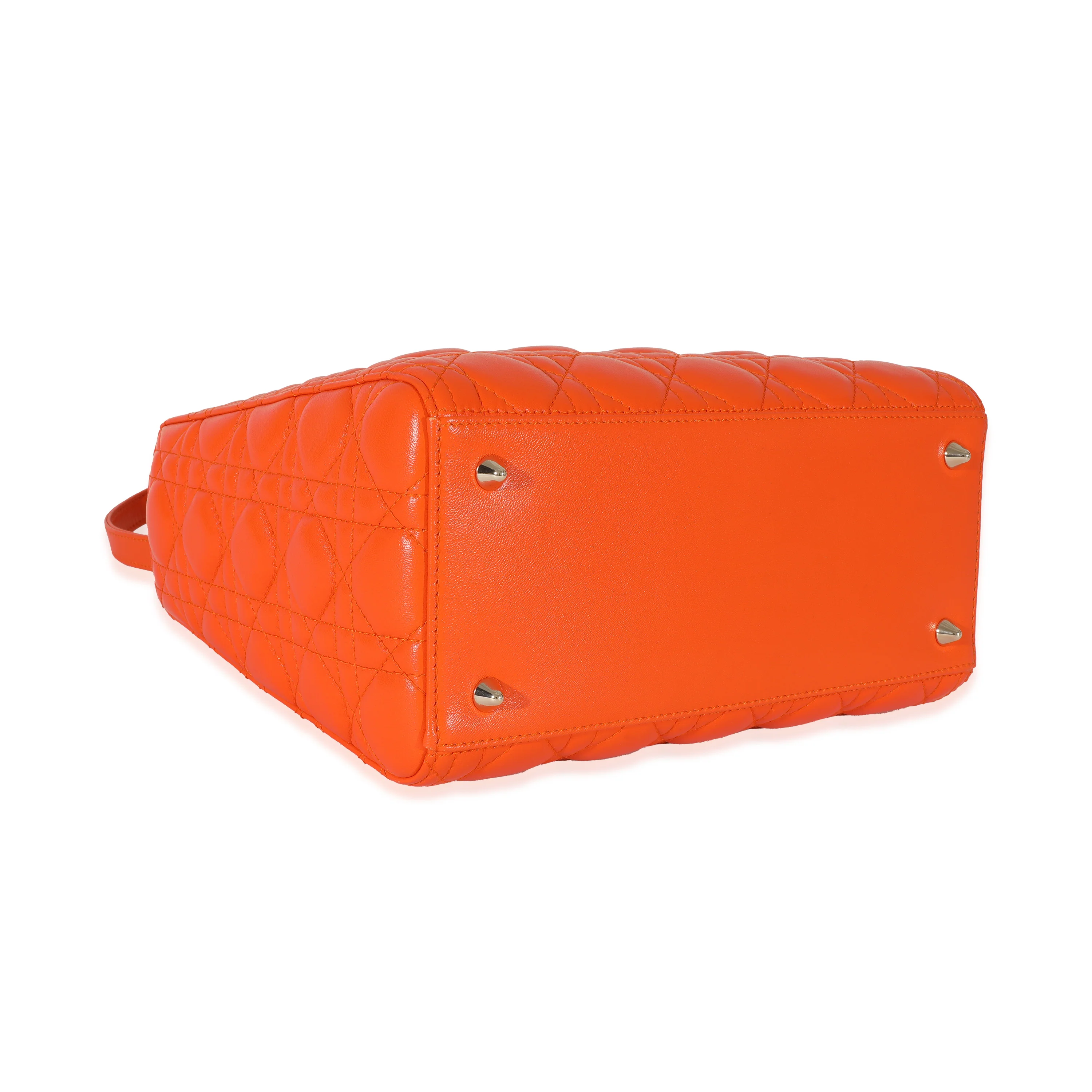 Christian Dior Orange Cannage Lambskin Medium Lady Dior - Image 6