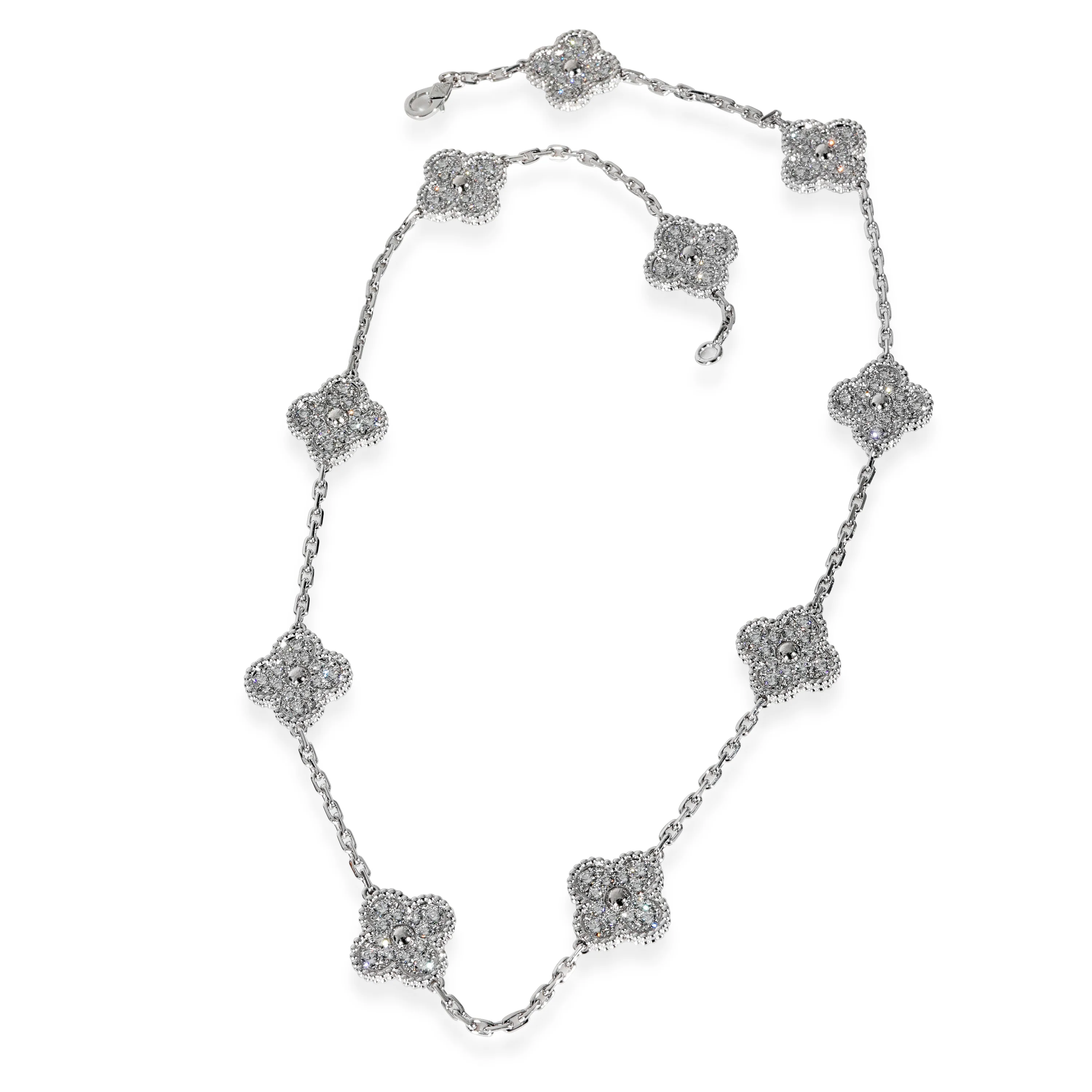 Vintage Alhambra Diamond Necklace in 18k White Gold 4.83 CTW - Image 2