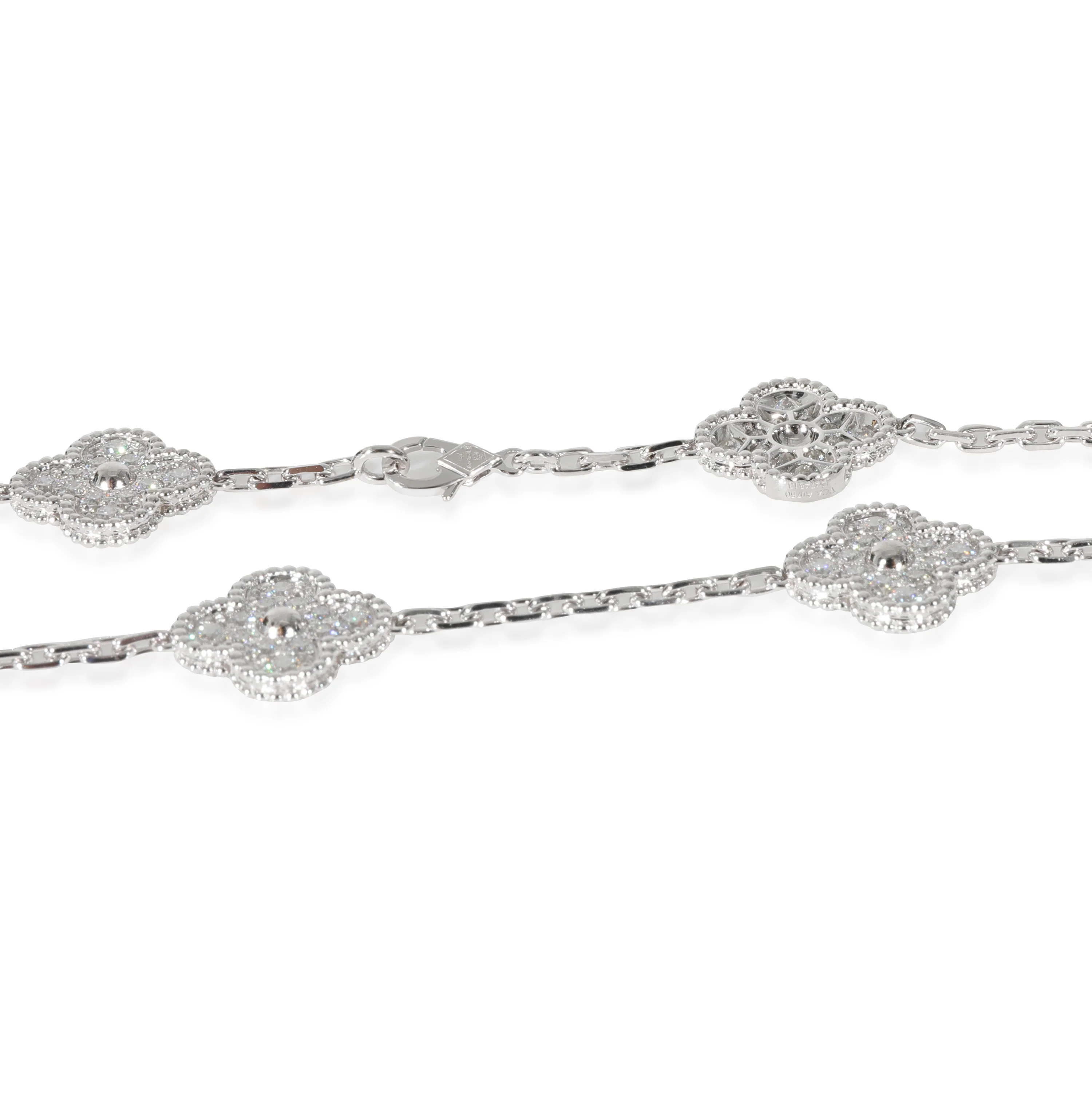 Vintage Alhambra Diamond Necklace in 18k White Gold 4.83 CTW - Image 3