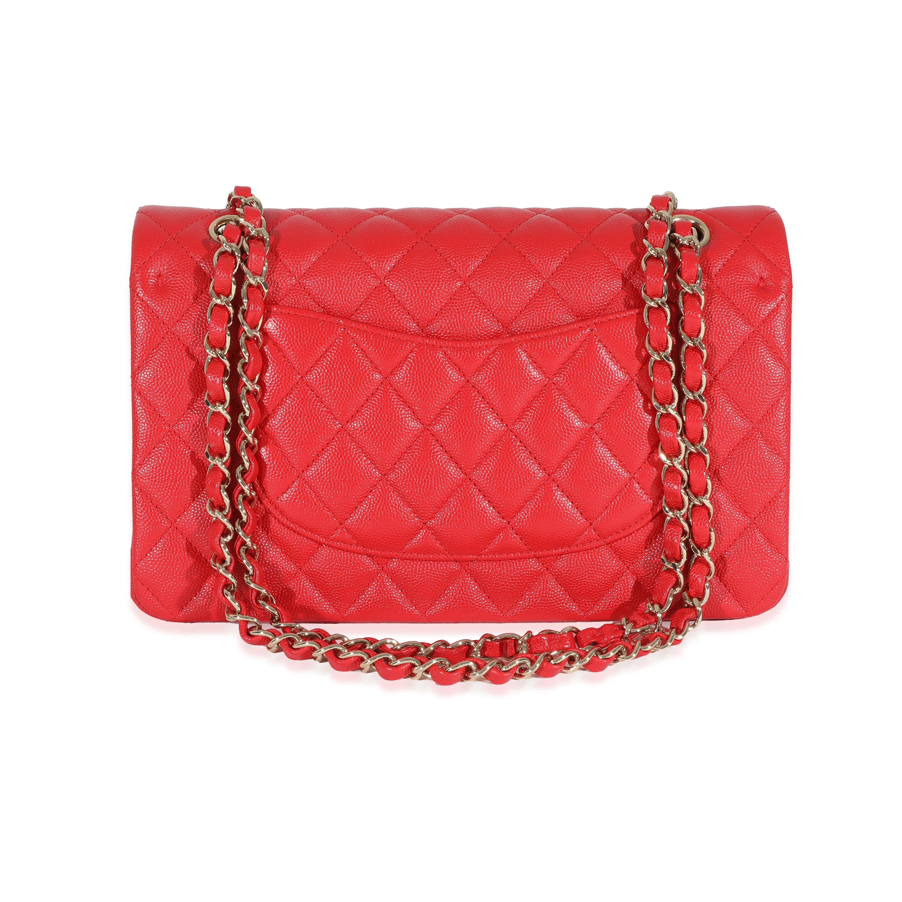 Chanel 21S Red Caviar Medium Classic Flap Bag - Image 3