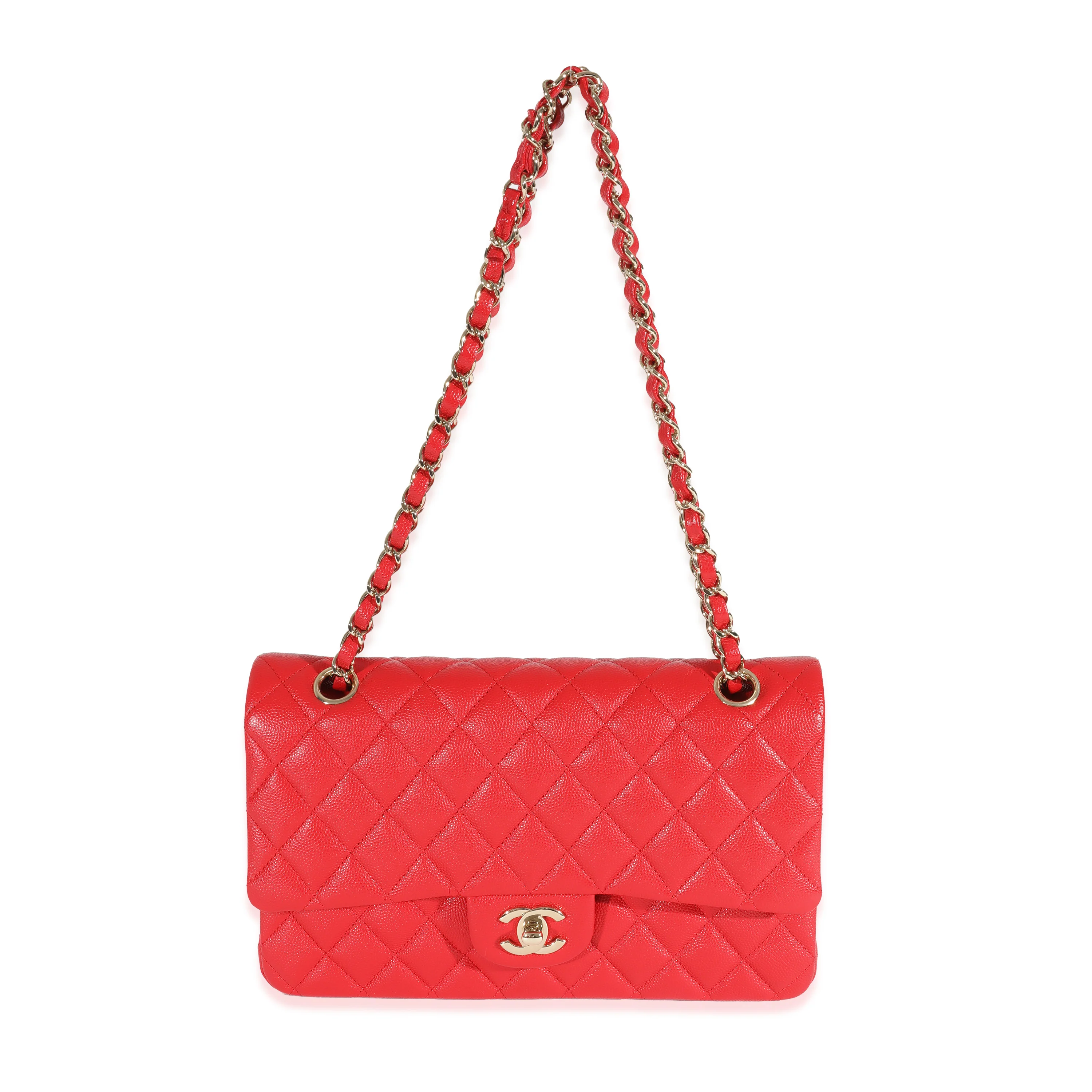 Chanel 21S Red Caviar Medium Classic Flap Bag - Image 4