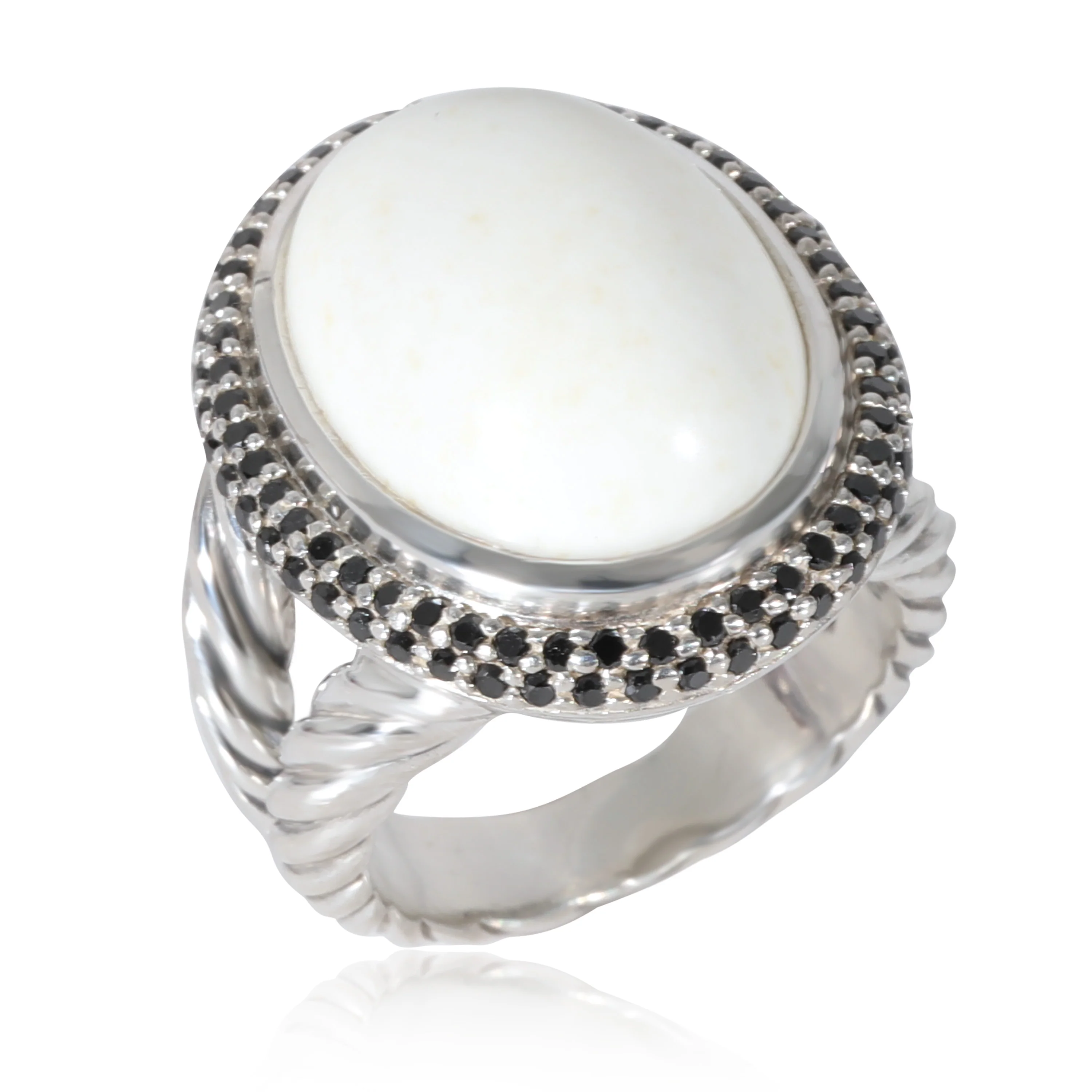 Cerise White Agate Diamond Ring in Sterling Silver White 0.5 CTW - Image 2