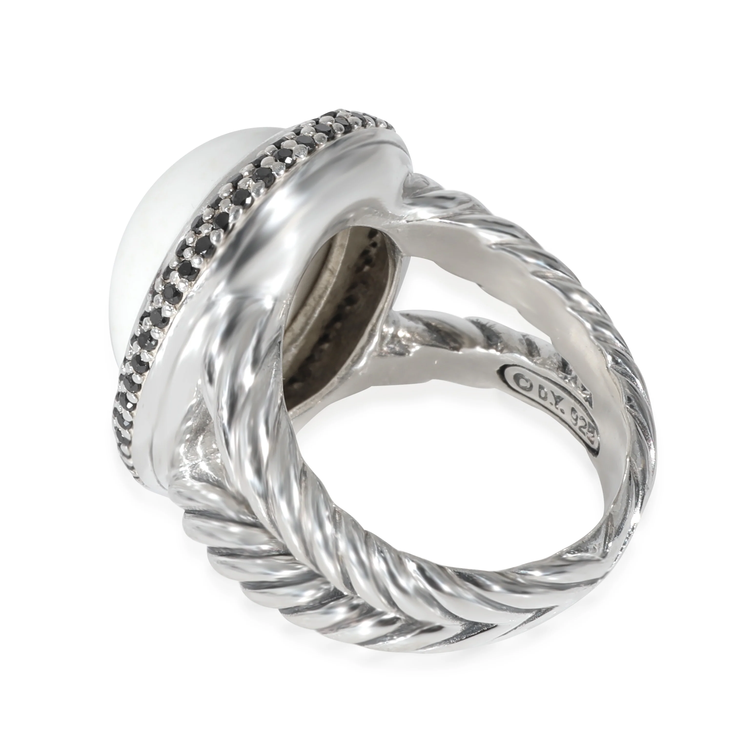 Cerise White Agate Diamond Ring in Sterling Silver White 0.5 CTW - Image 3