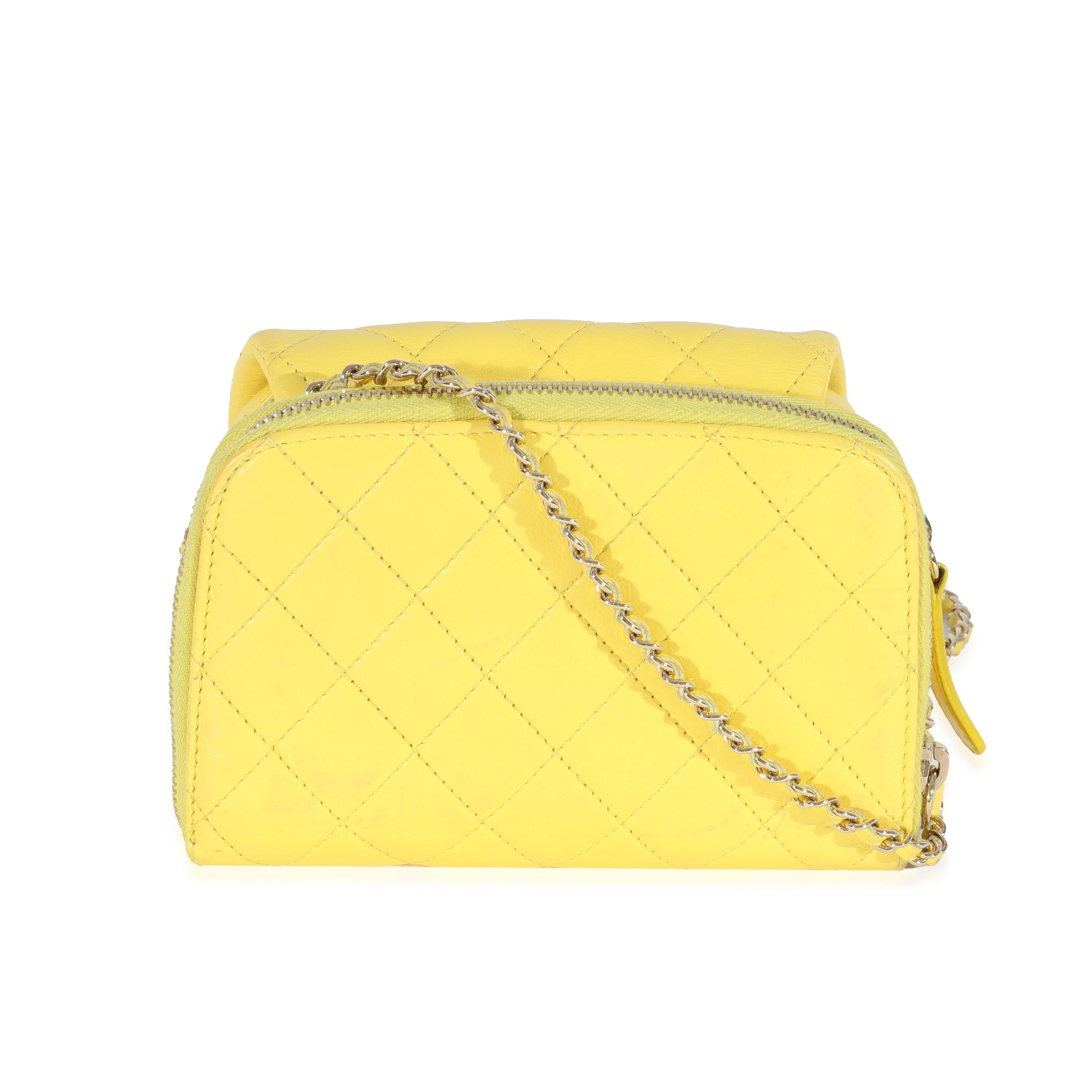 Chanel Yellow Lambskin Mini Flap Wallet On Chain - Image 3