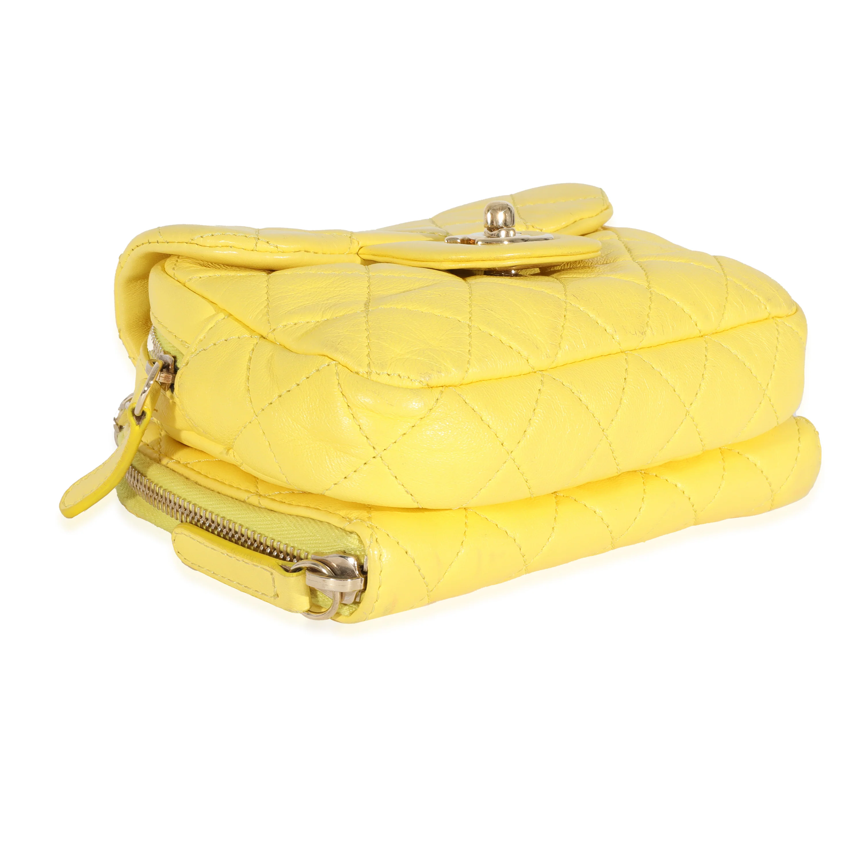 Chanel Yellow Lambskin Mini Flap Wallet On Chain - Image 6