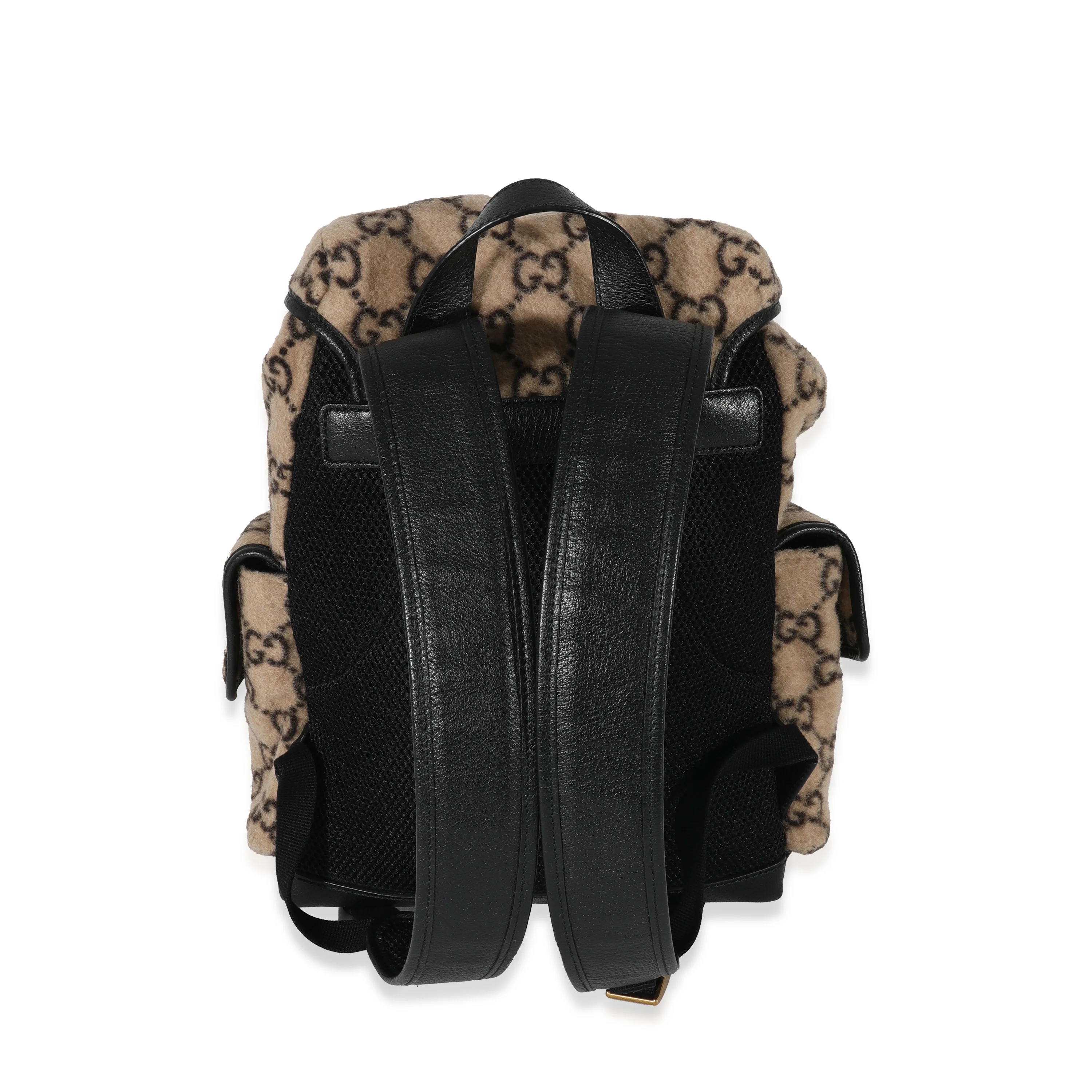 Gucci Beige Black Wool GG Double Pocket Buckle Backpack - Image 3